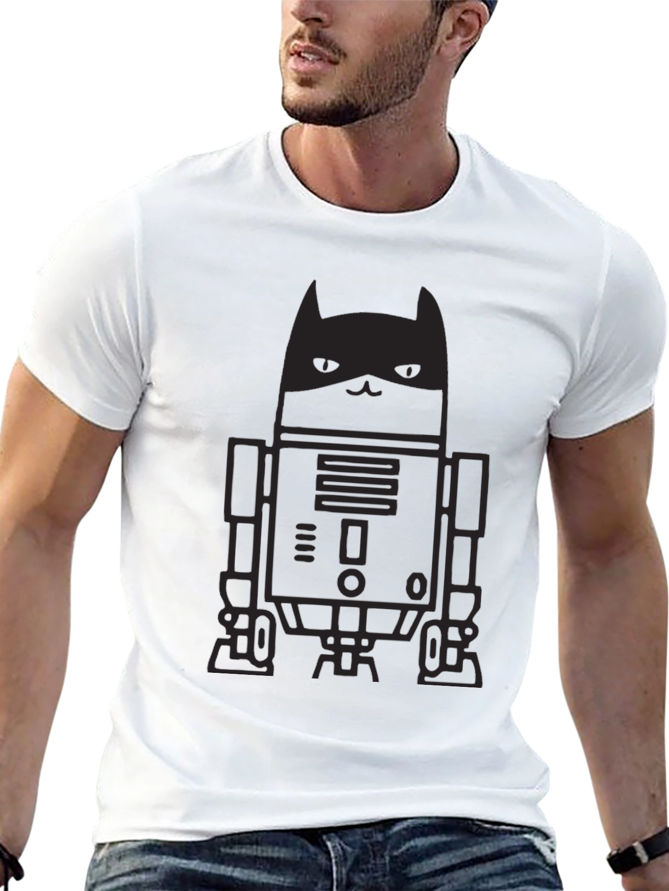 Dark Knight Cat Robot Graphic Tee
