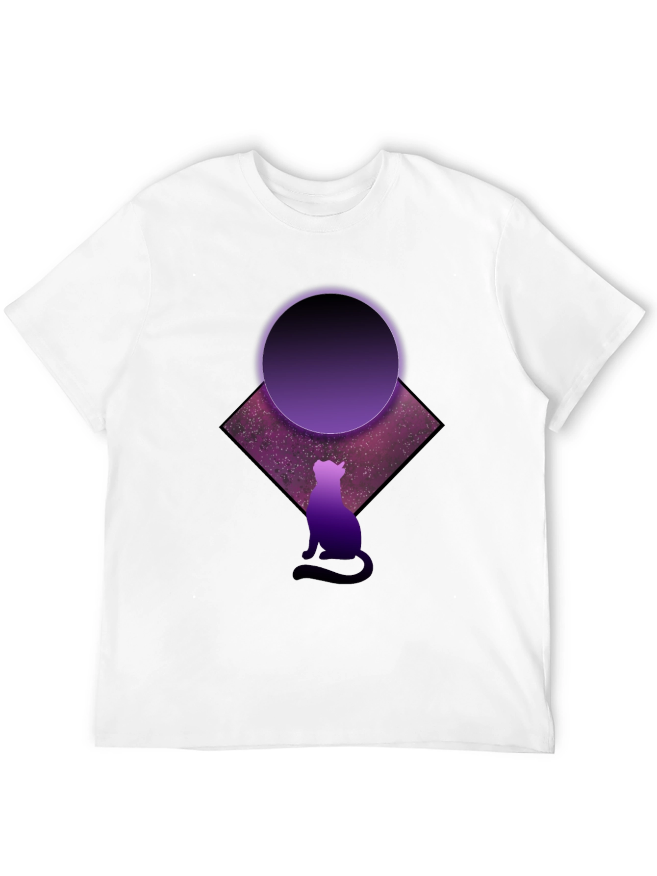 Cosmic Cat Black T-Shirt - Galaxy Design