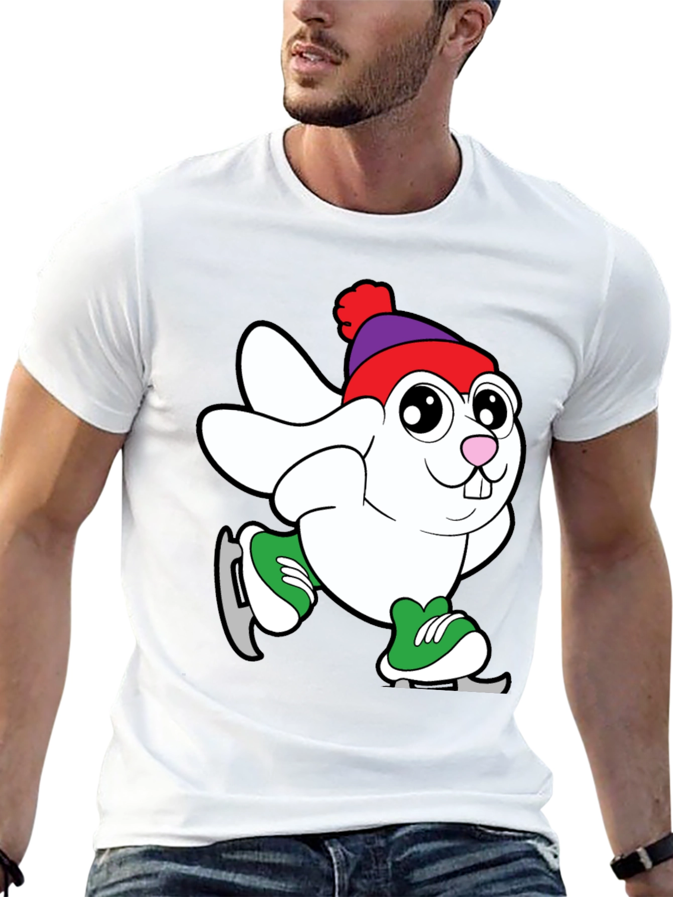 Bunny Ice Skating Graphic T-Shirt