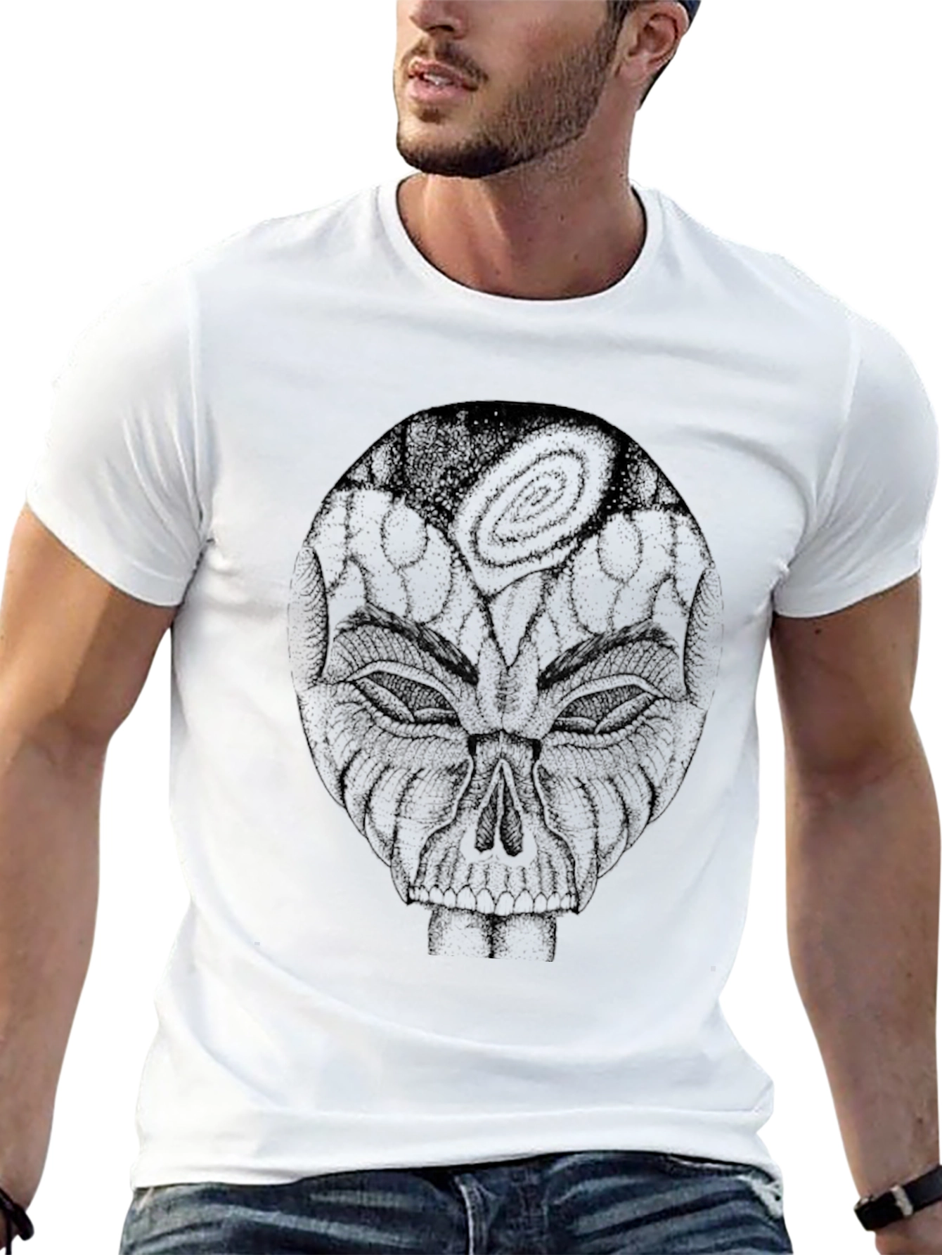Cosmic Skull Graphic Tee - Black