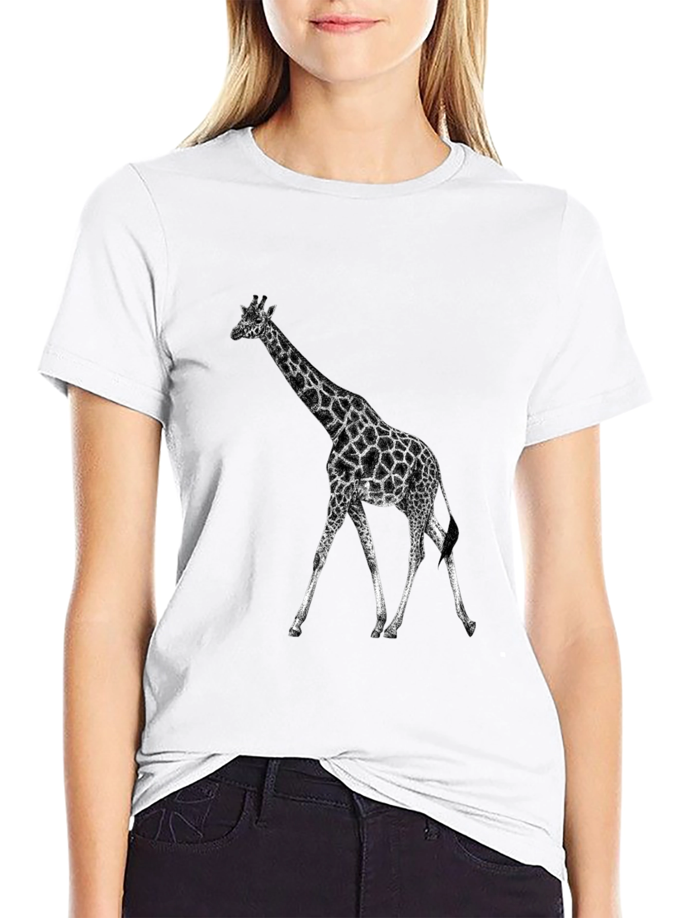 Giraffe Graphic Tee - Black Casual T-Shirt