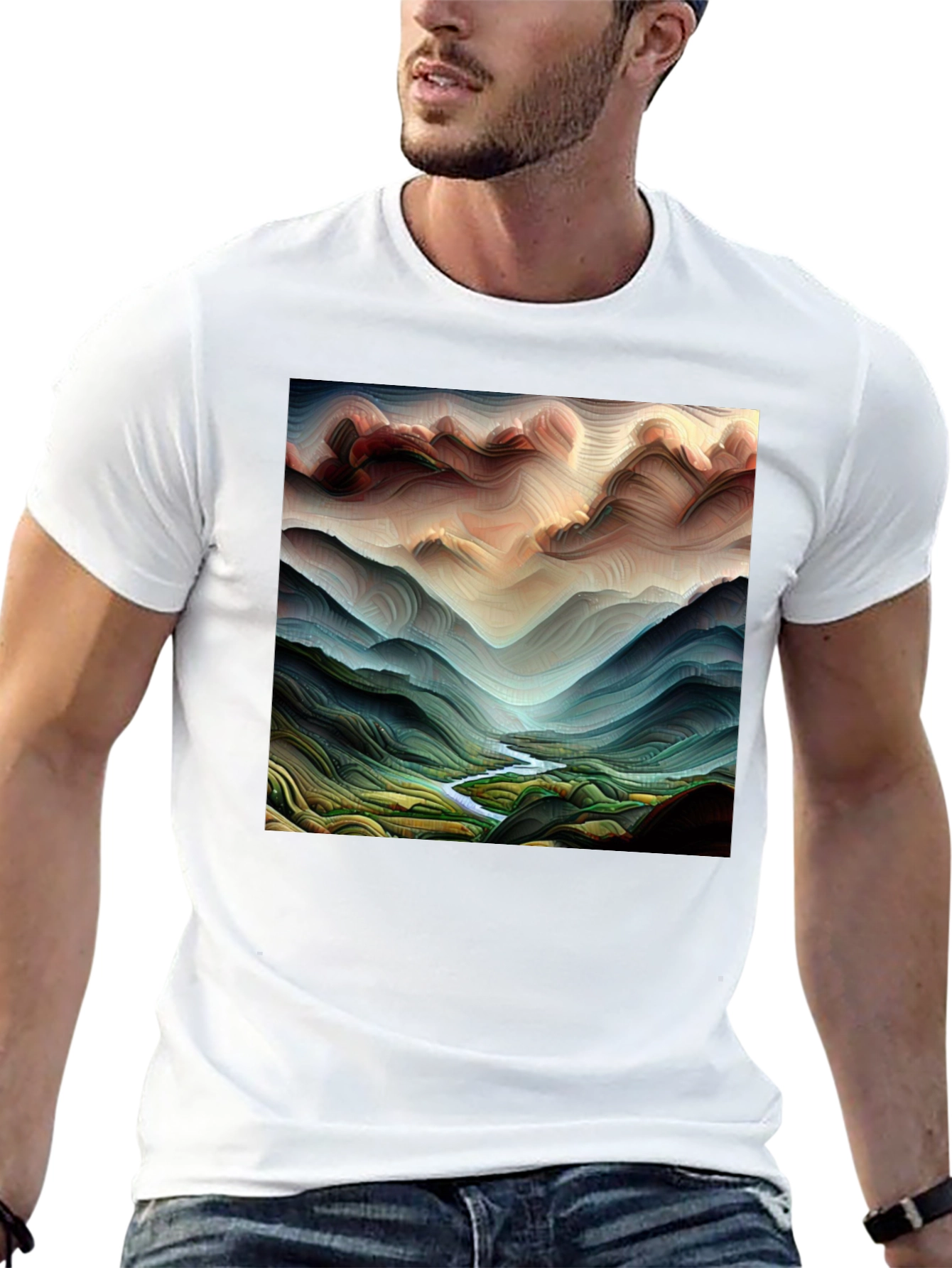 Abstract Mountainscape Graphic Tee