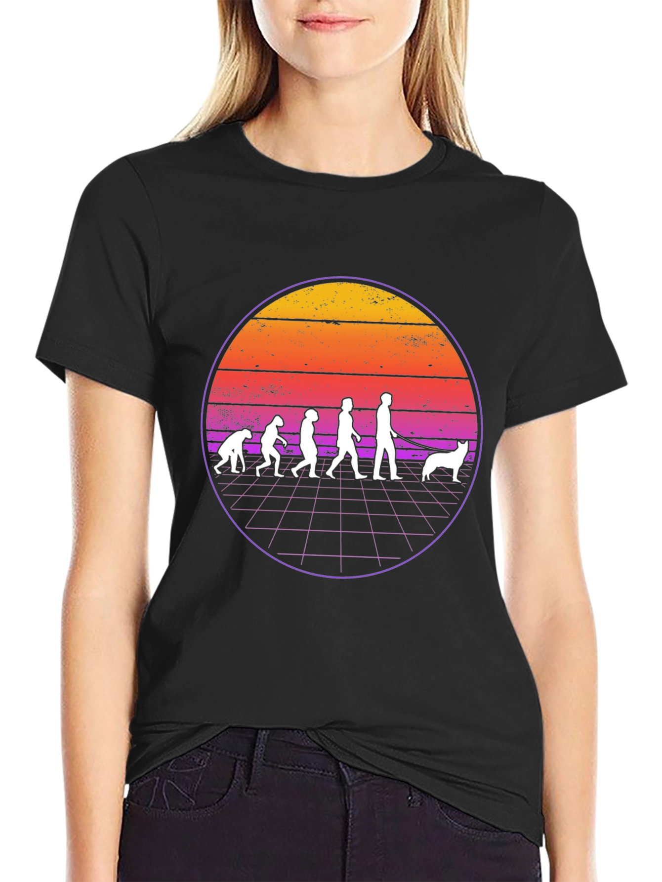 Evolution to Dog Walker Black Graphic Tee