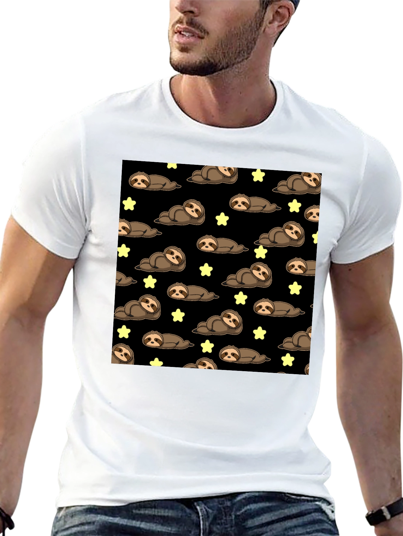 Cute Sloth Starry Night T-Shirt