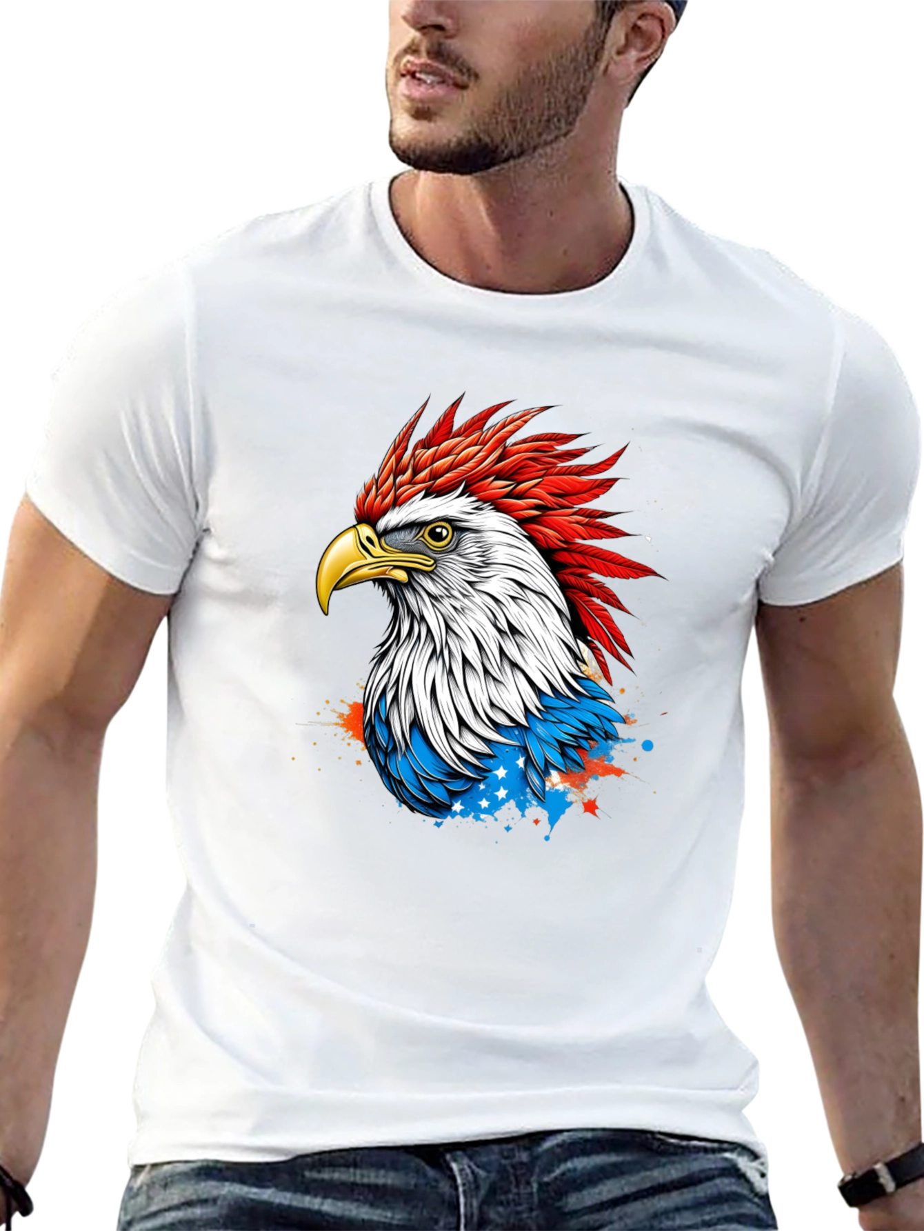 Patriotic Eagle Graphic Tee - Mens Black T-Shirt