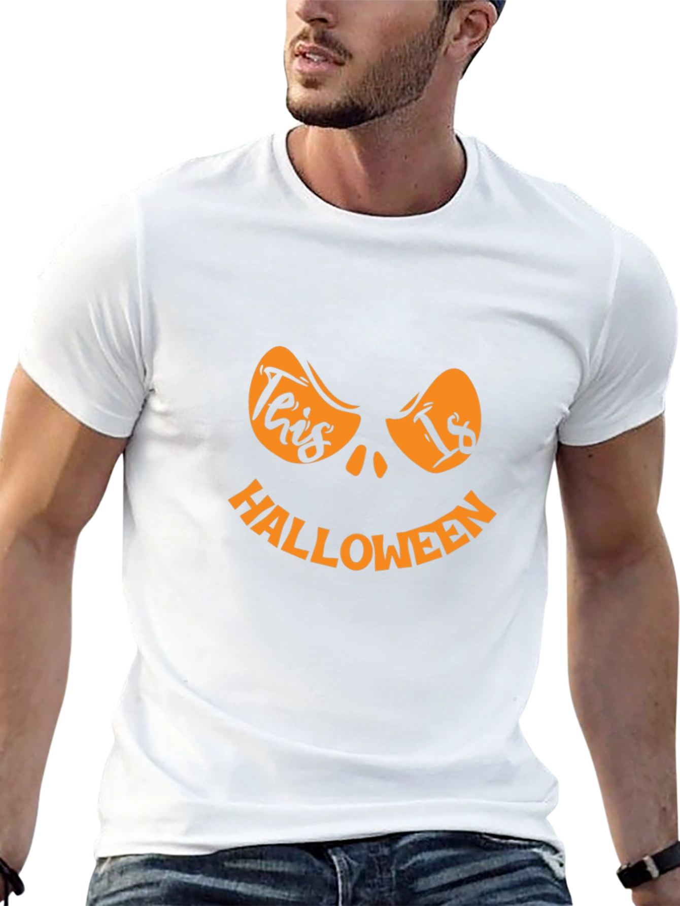 Halloween Pumpkin Face Graphic T-Shirt