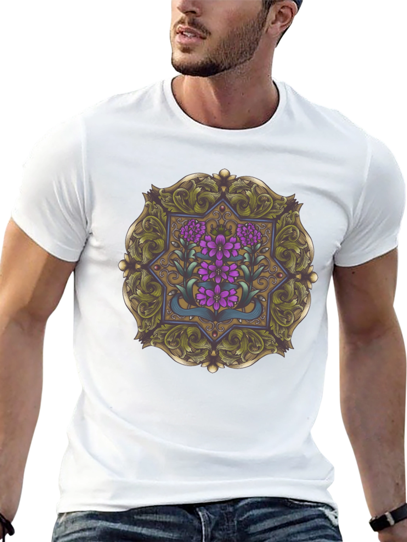 Floral Mandala Graphic Tee - Black