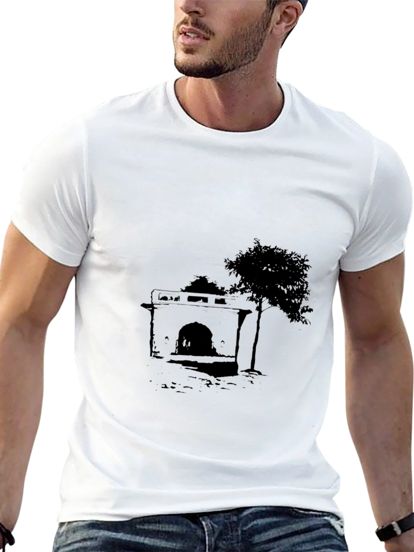 Graphic Print Black Tee