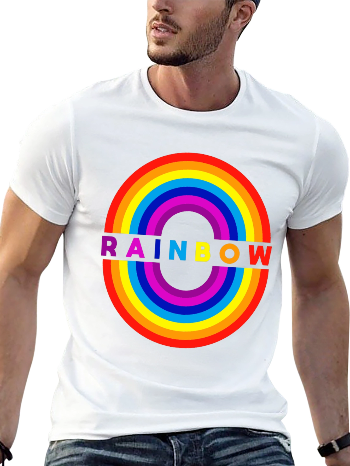 Rainbow Graphic Black T-Shirt - Bold Statement Tee