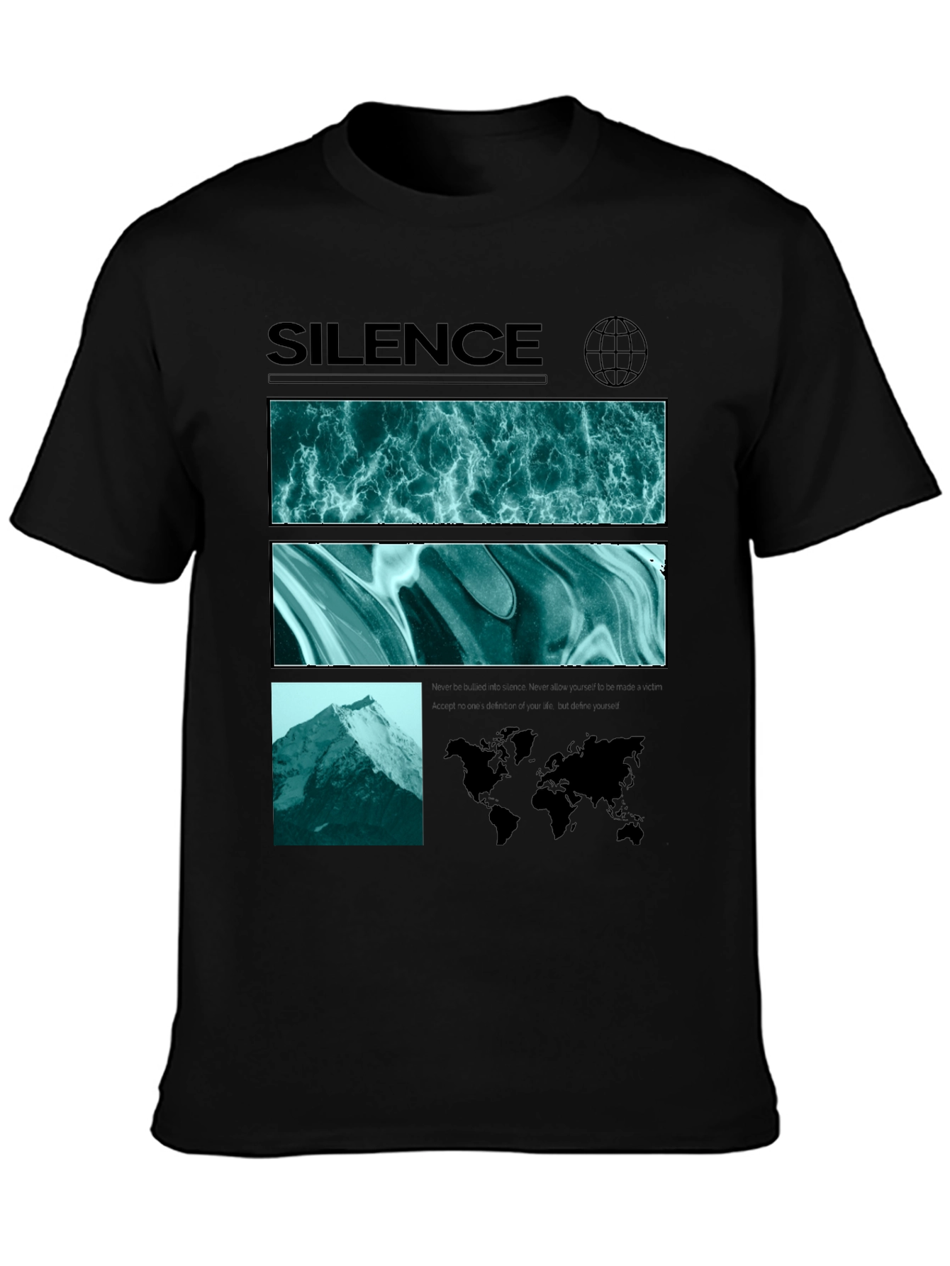 Silence Graphic Print Crew Neck T-Shirt