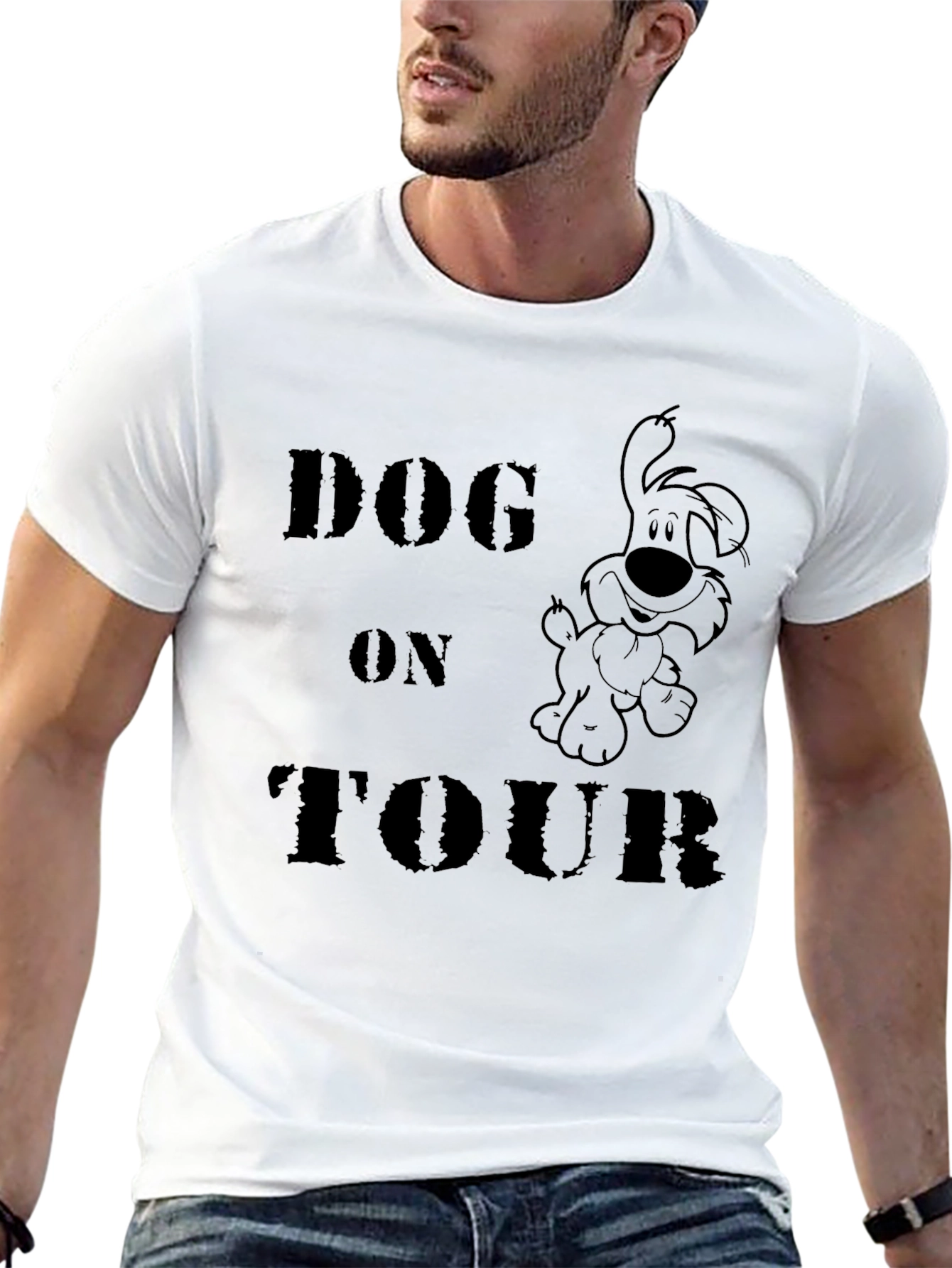 Dog on Tour Black Graphic T-Shirt