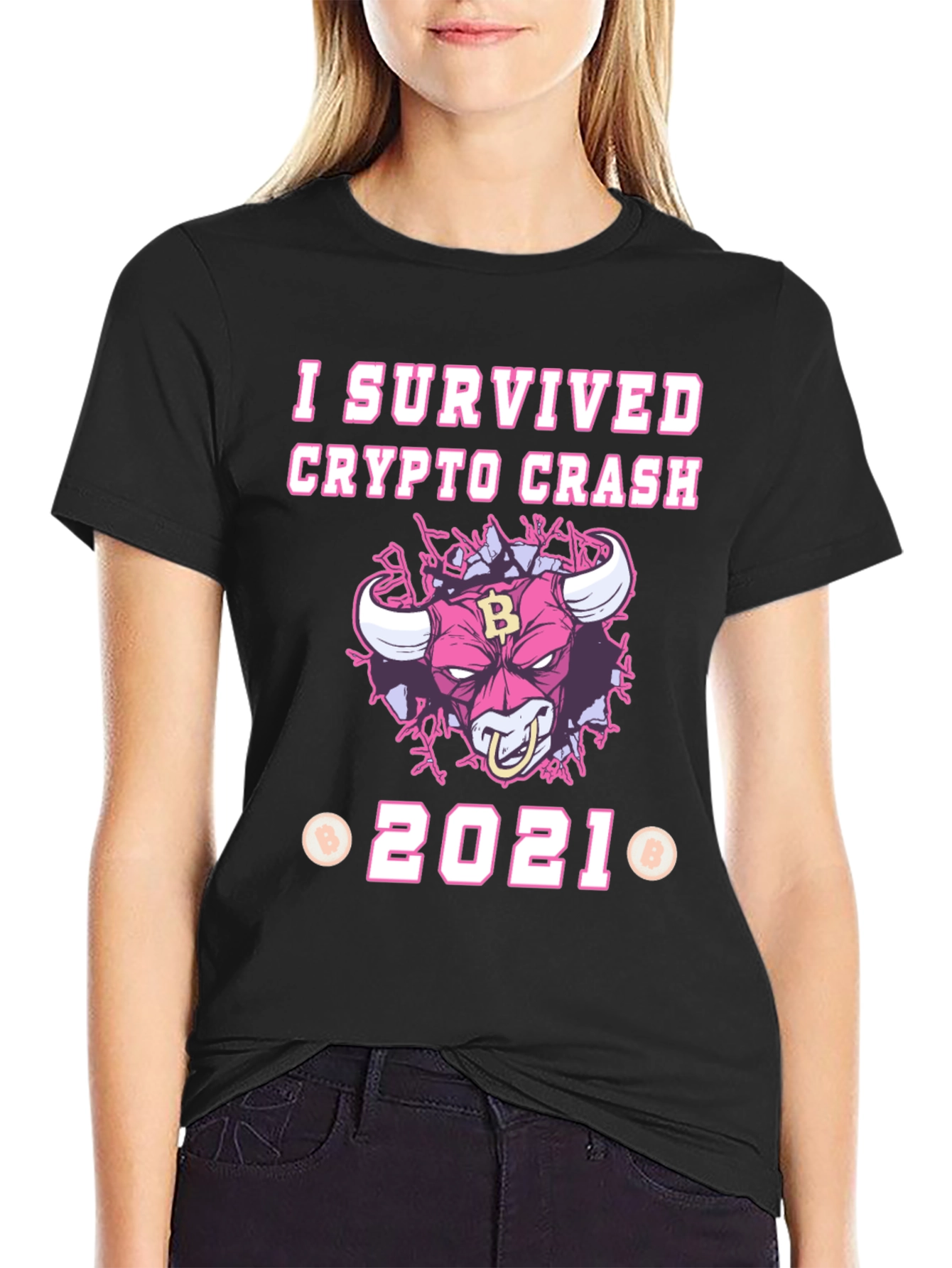 I Survived Crypto Crash 2021 Black T-Shirt