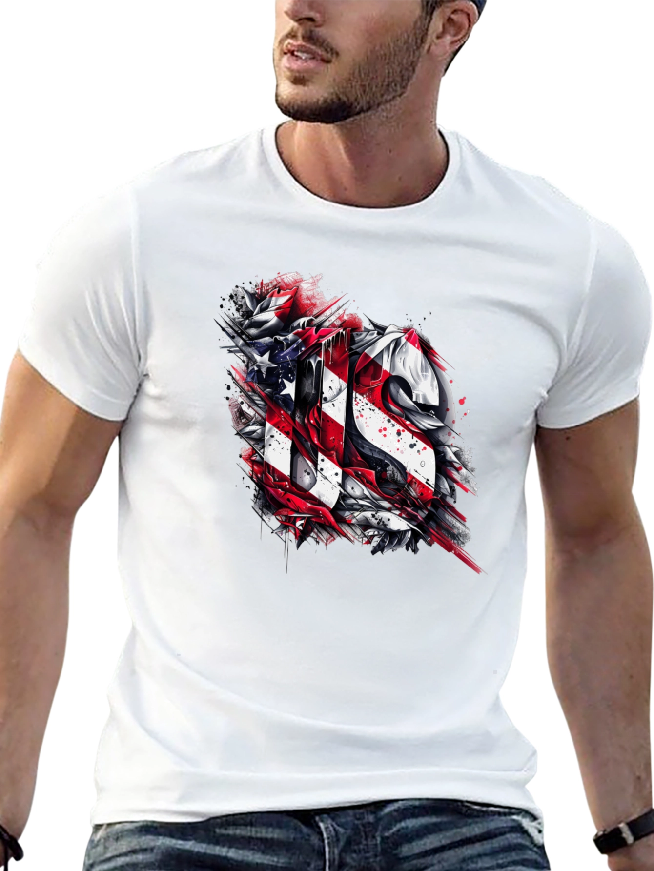 Patriotic US Graphic Print Tee