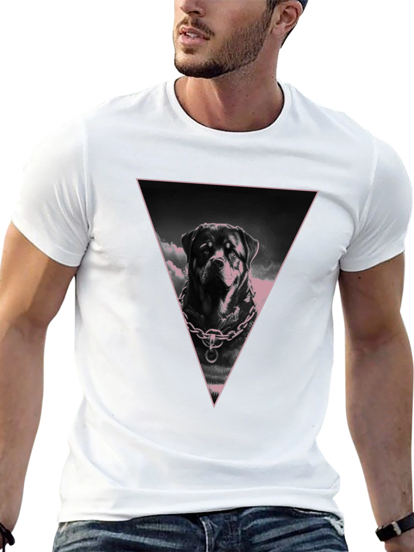 Rottweiler Triangle Graphic Tee - Black Cotton Blend