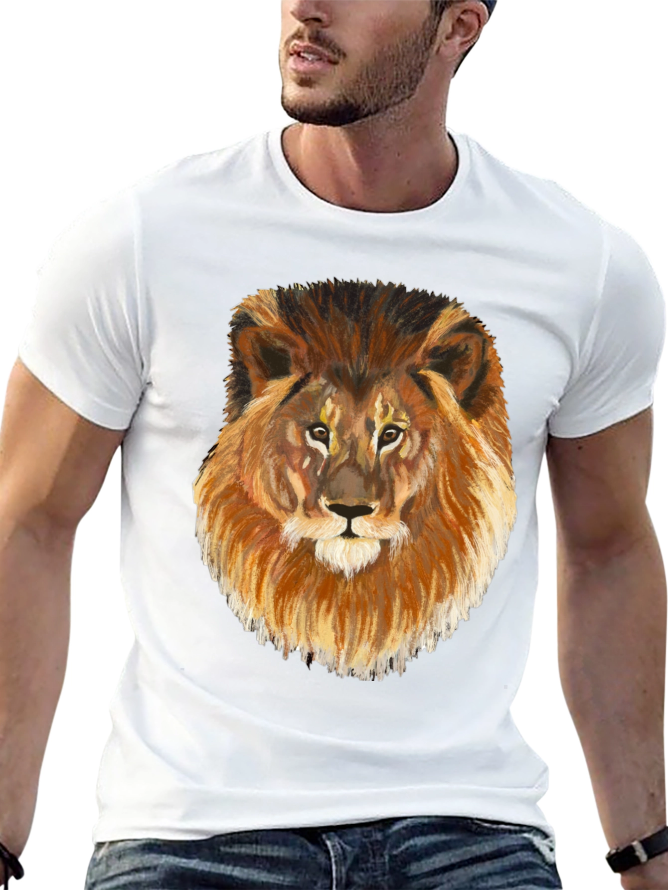 Lion Graphic Tee - Black Cotton Blend