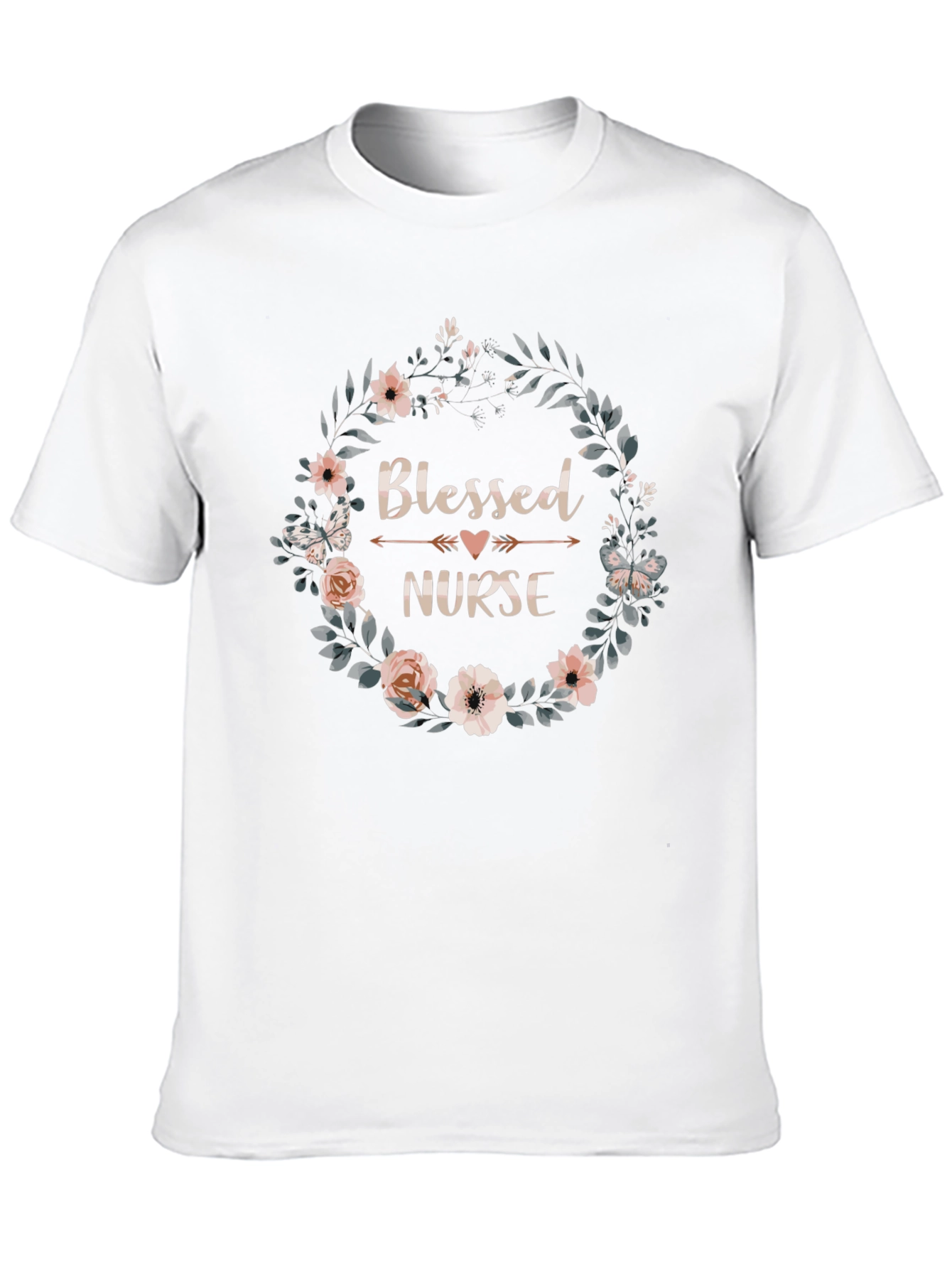 Blessed Nurse Floral Wreath T-Shirt