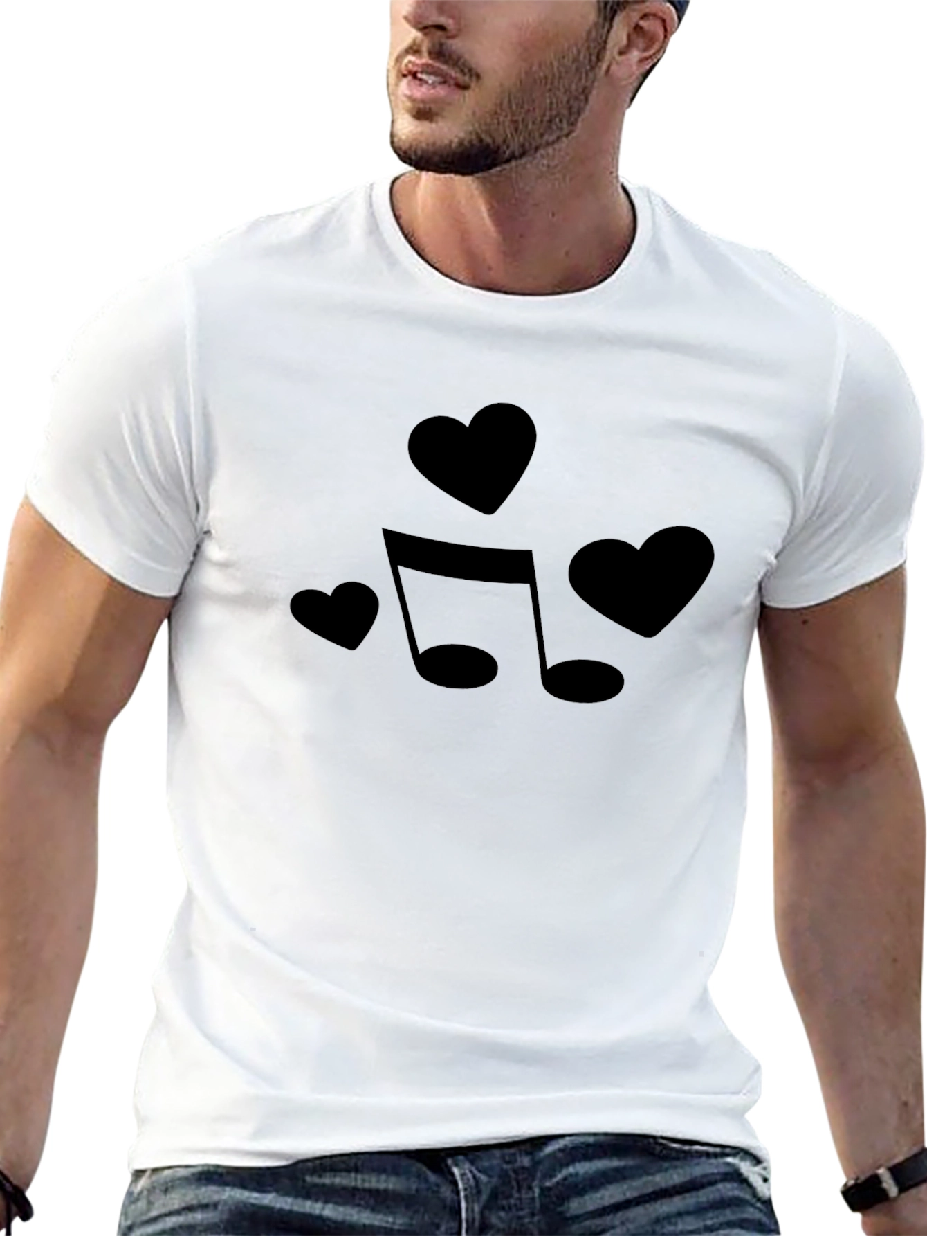 Musical Hearts Black T-Shirt: Love of Music