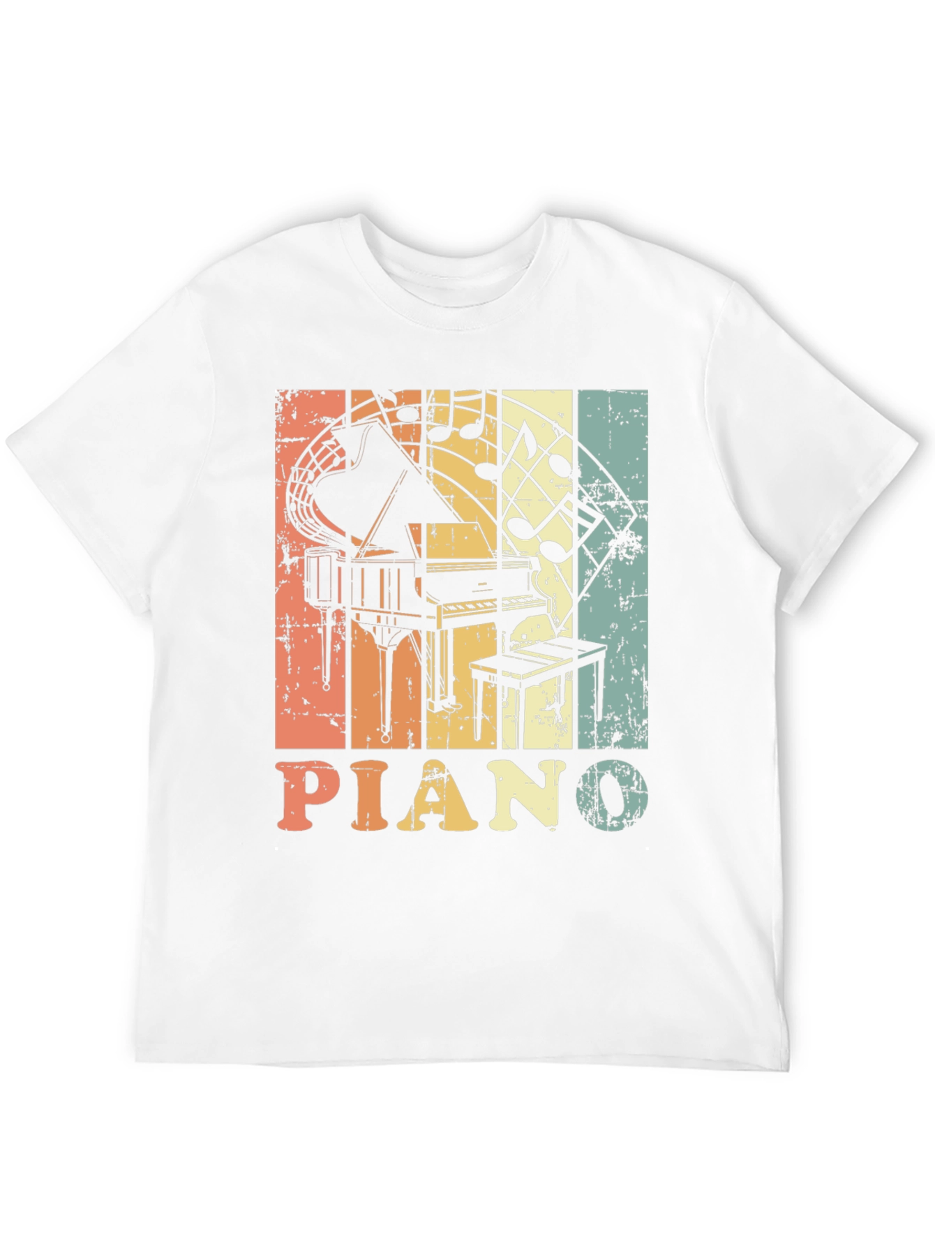 Retro Piano Music Notes Graphic T-Shirt