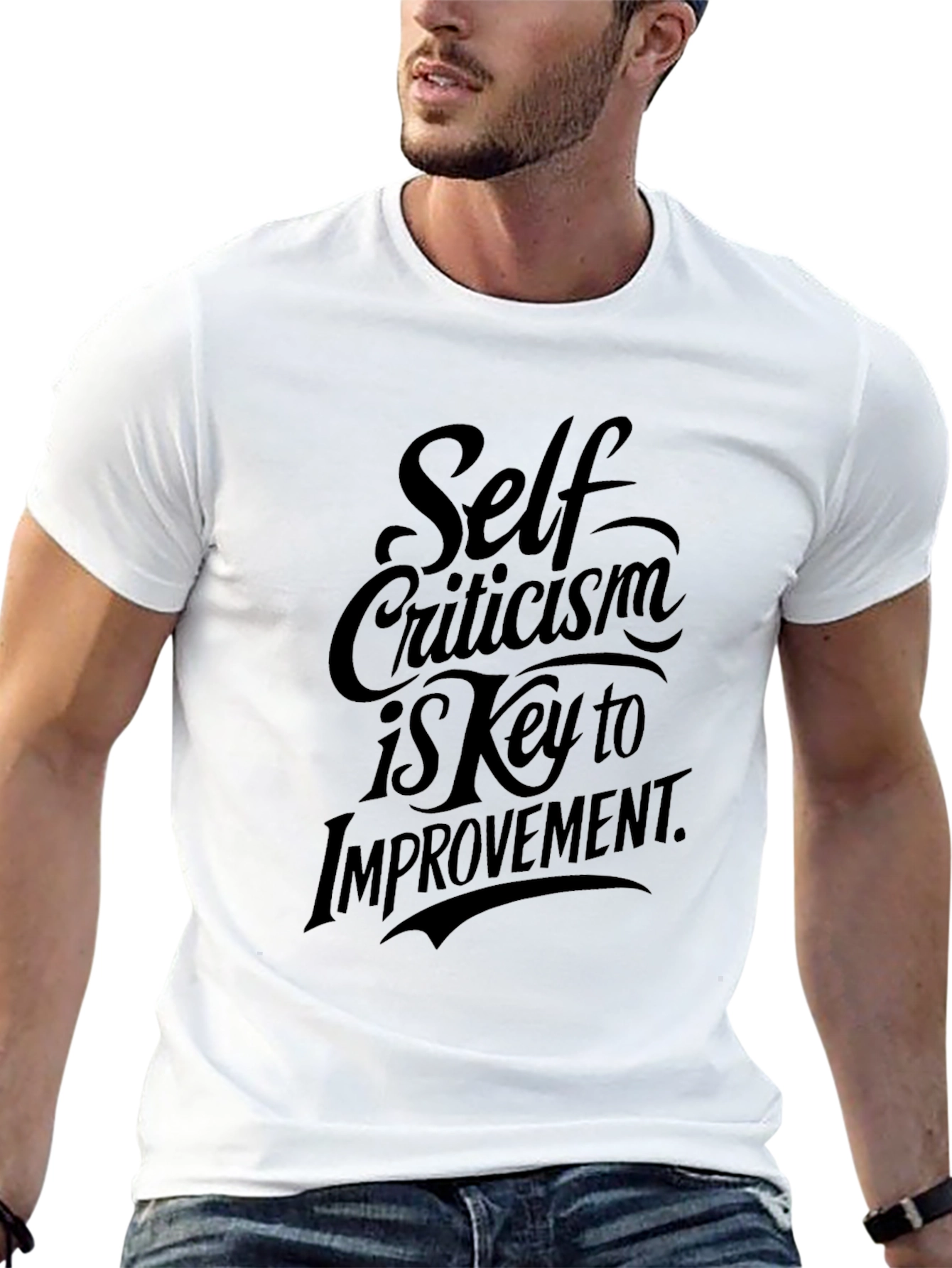 Self Criticism T-Shirt: Key to Improvement Black Graphic Tee