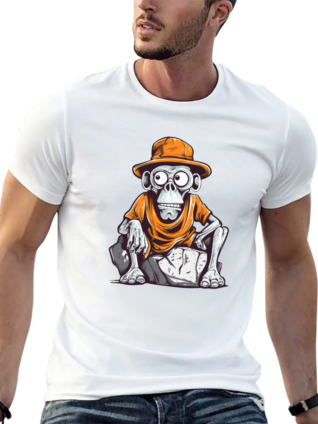 Monkey Cartoon Graphic T-Shirt