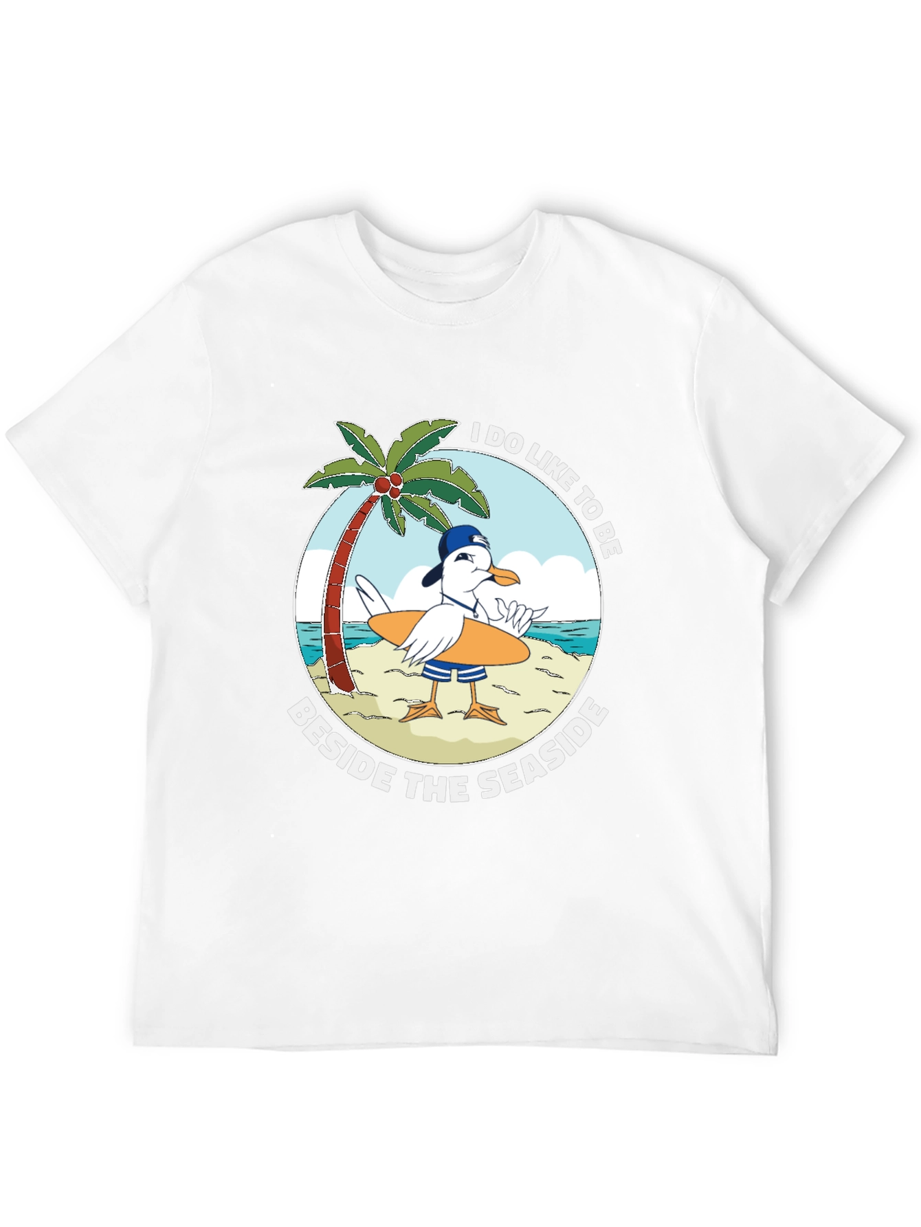 Seaside Seagull Graphic Tee - Black Cotton T-Shirt