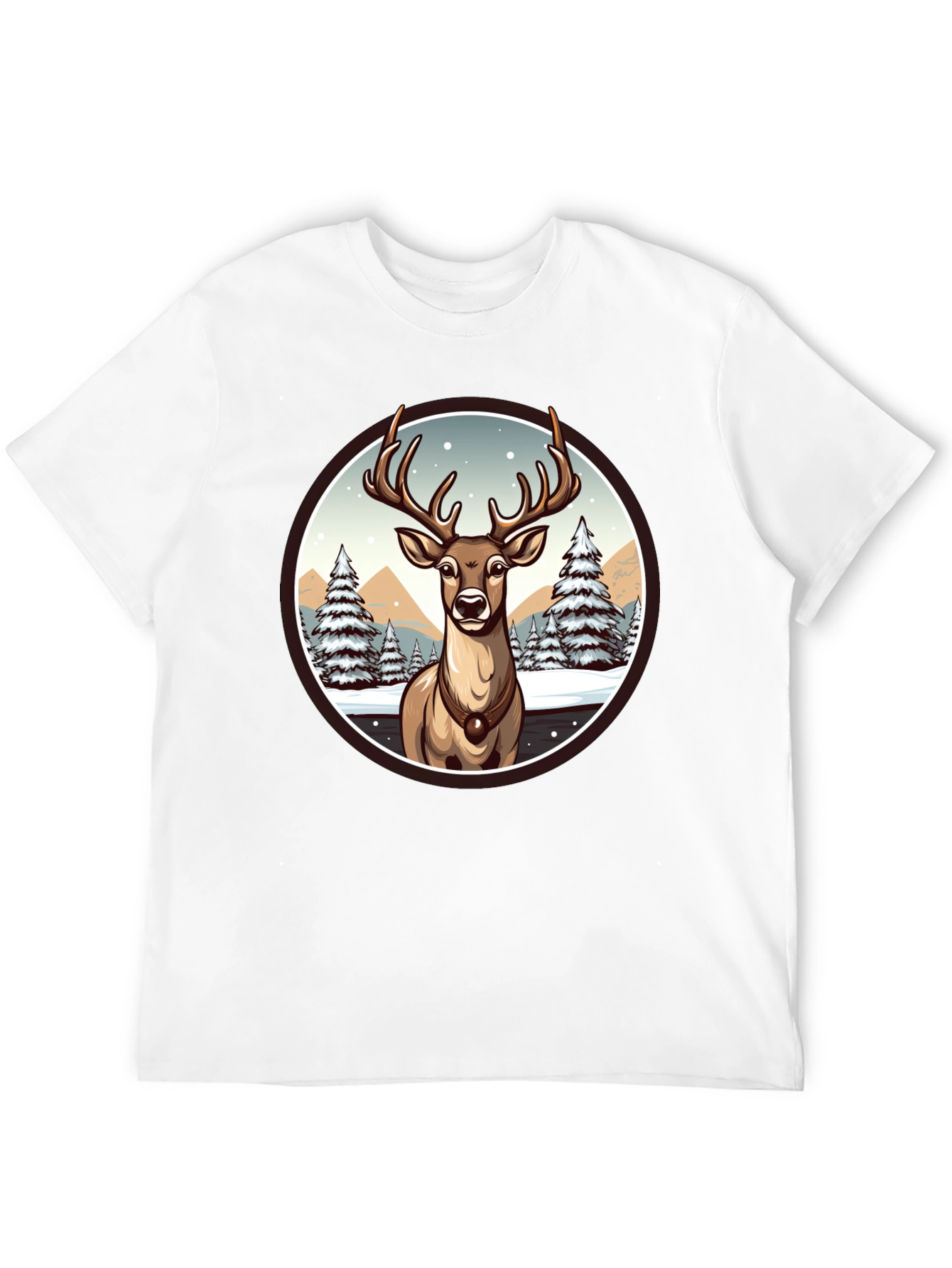 Winter Deer Graphic Tee - Black