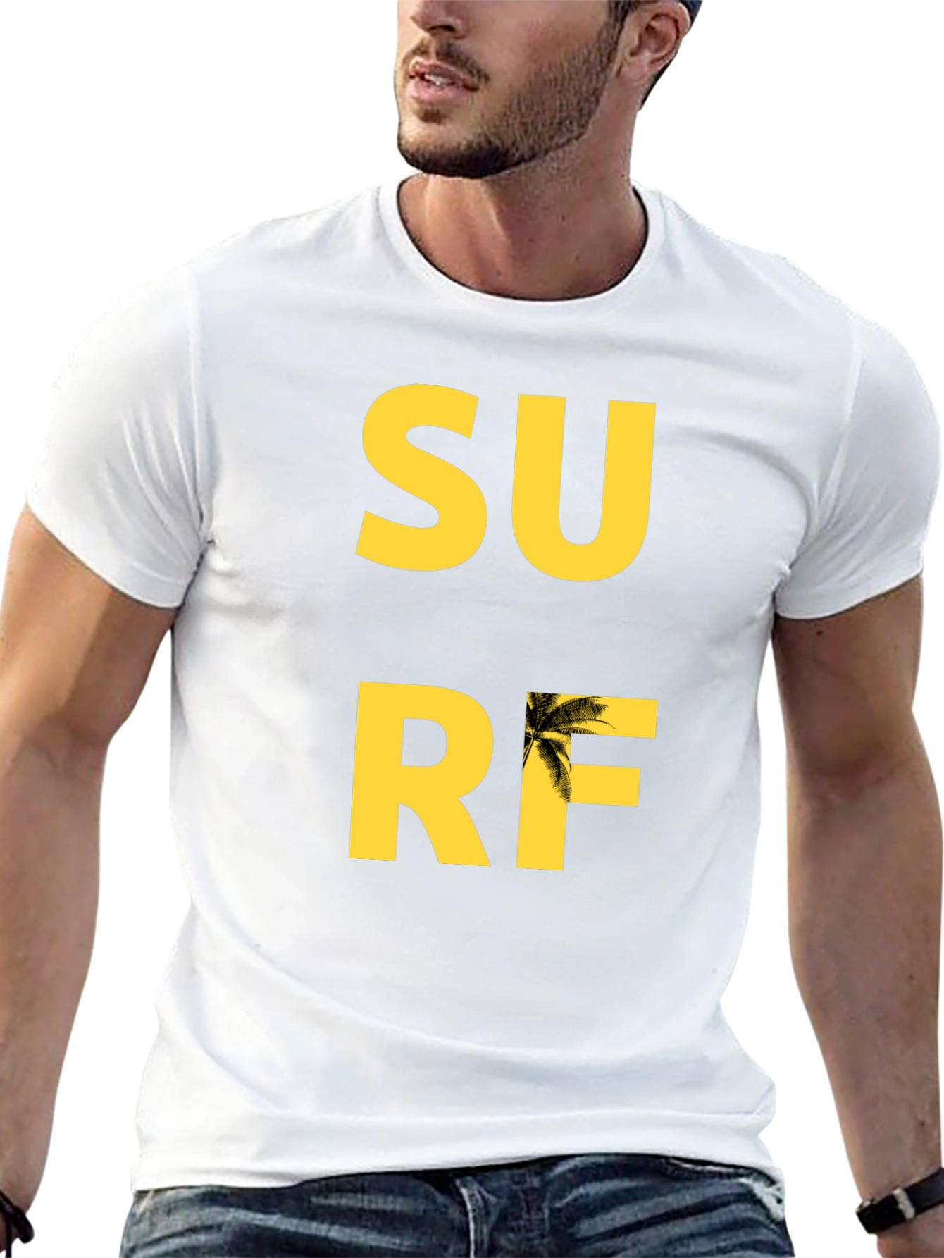 Surf Graphic Tee - Black Cotton T-Shirt