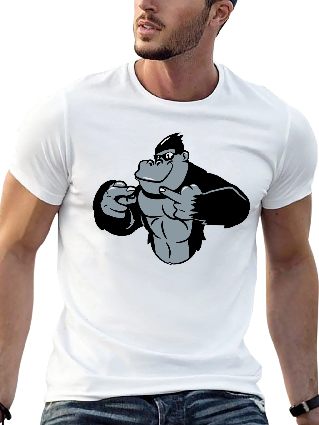Funny Gorilla Pointing T-Shirt - Black