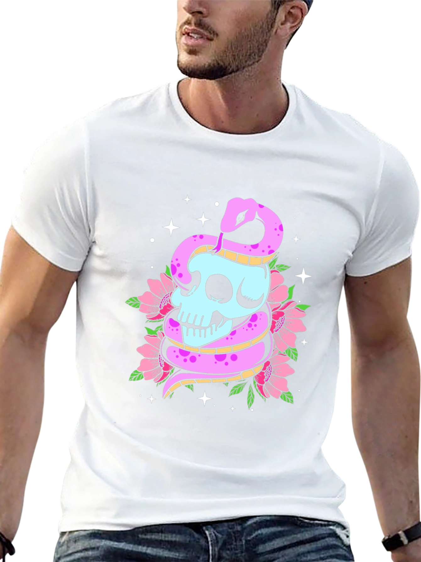 Skull & Snake Graphic Tee - Mens Black T-Shirt