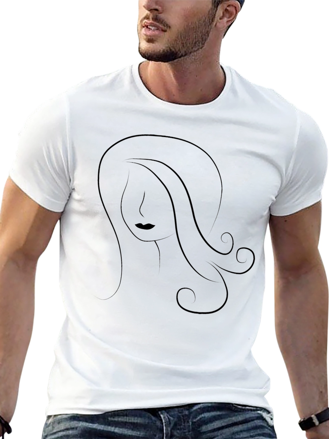 Minimalist Woman Graphic T-Shirt - Black