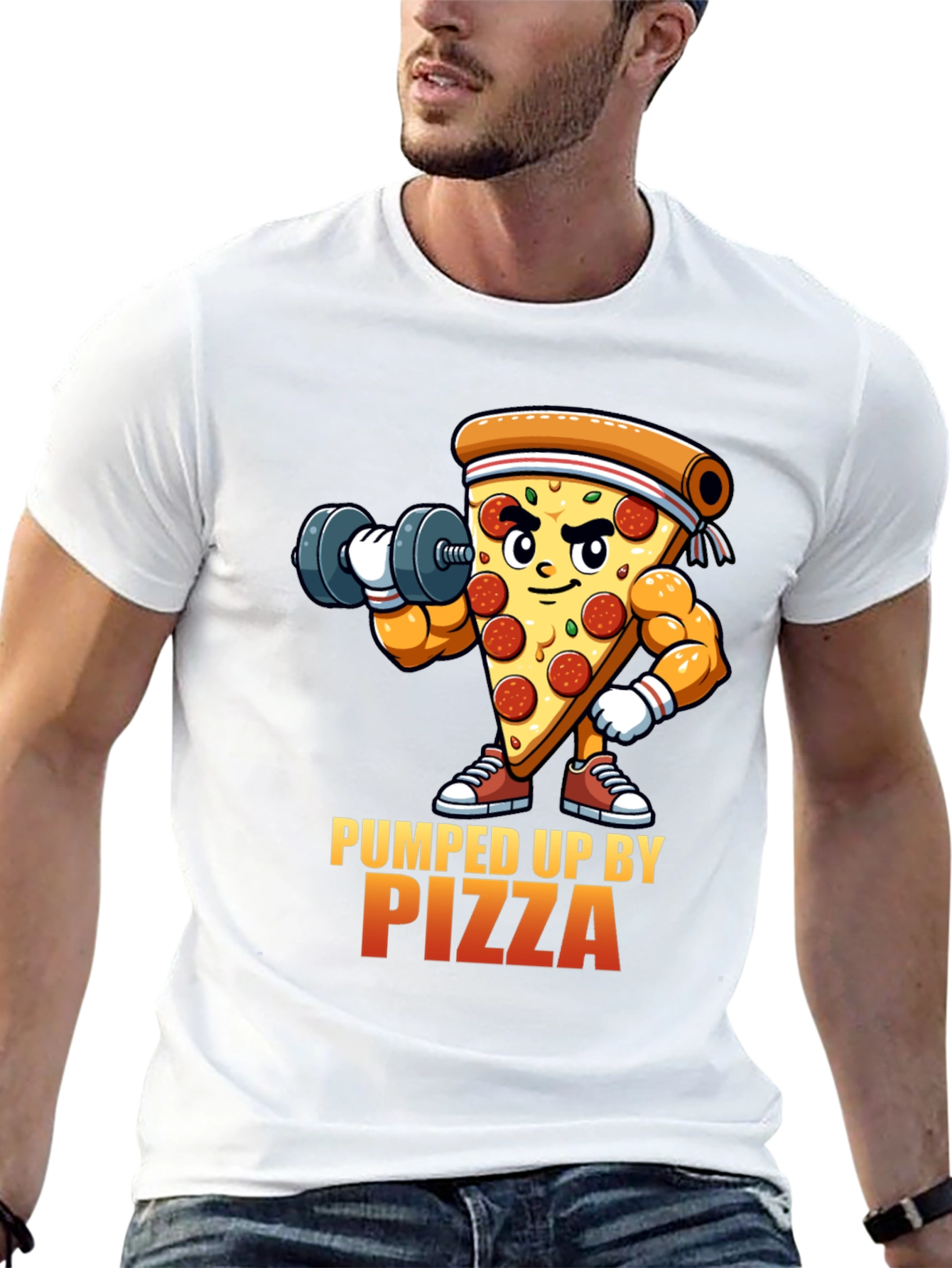 Pumped Up By Pizza Black T-Shirt