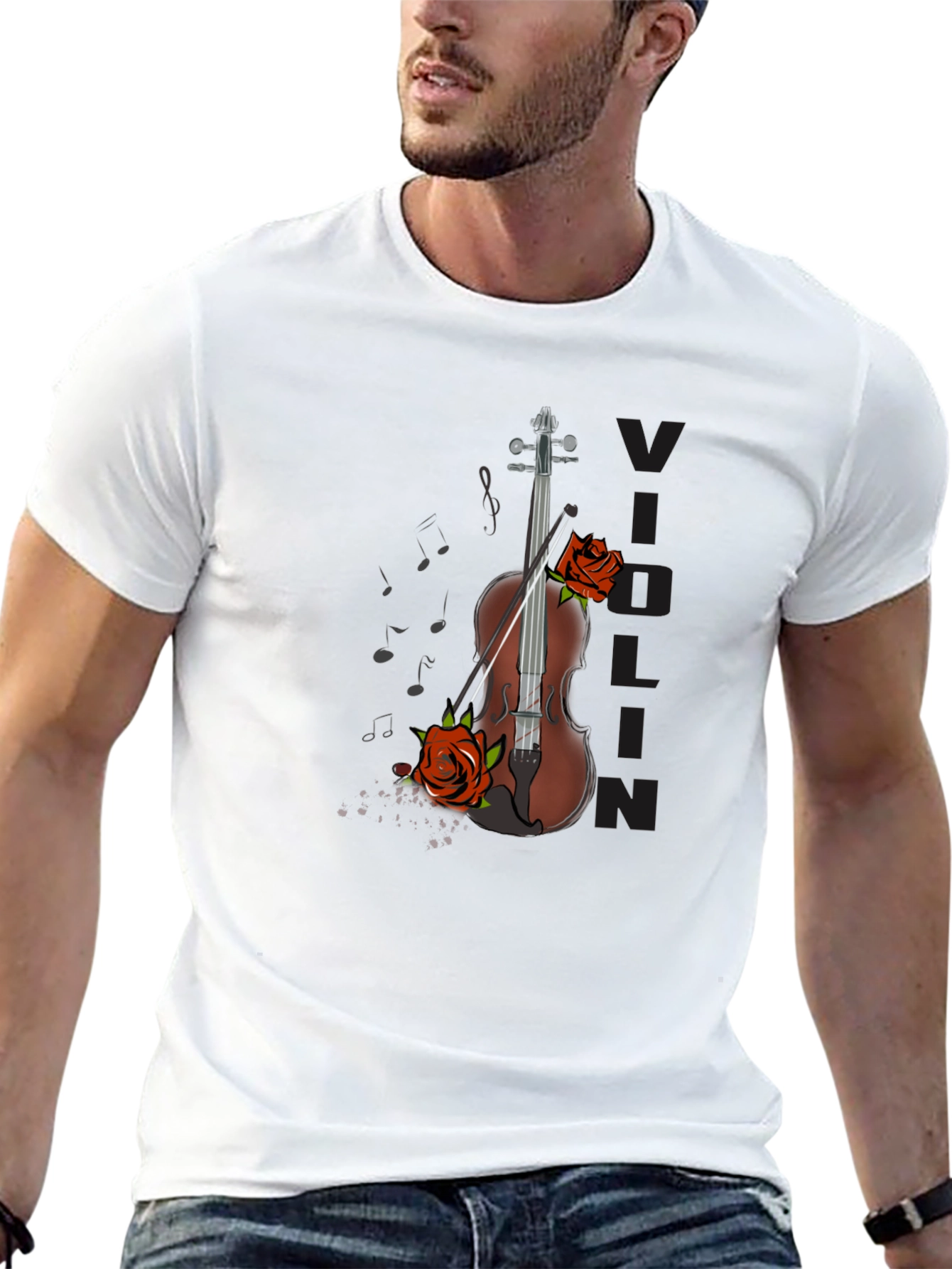 Violin & Roses Graphic Tee - Music Lovers T-Shirt