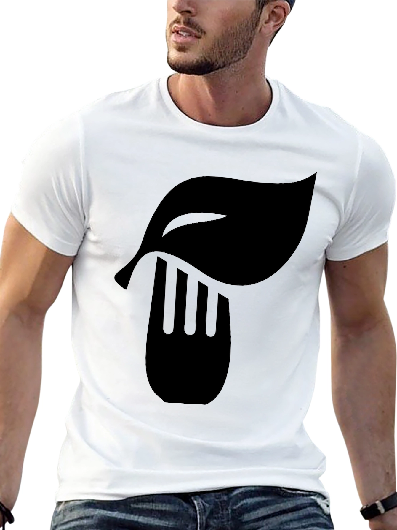 Leaf & Fork Graphic Black T-Shirt