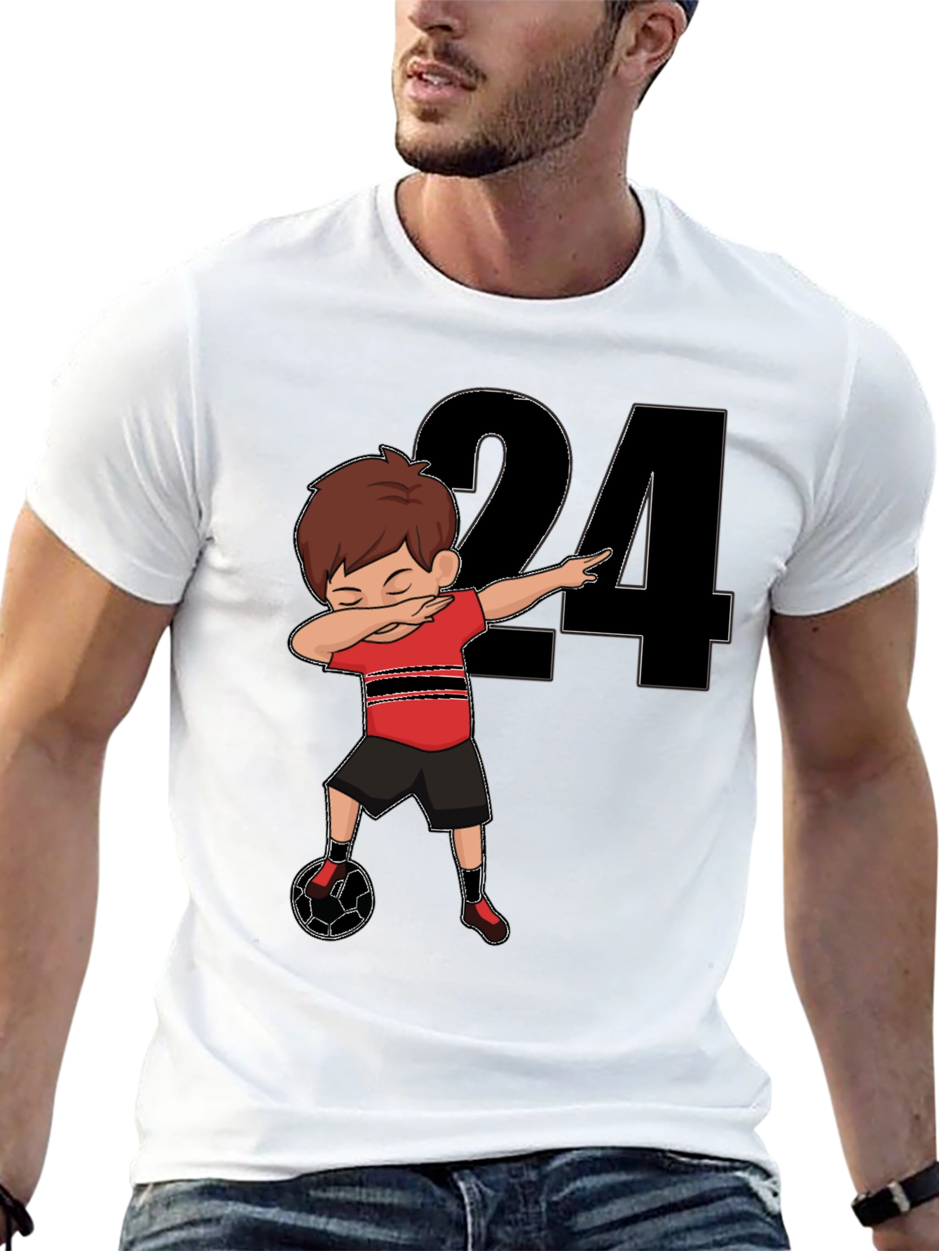 Dabbing Soccer Player Number 24 T-Shirt