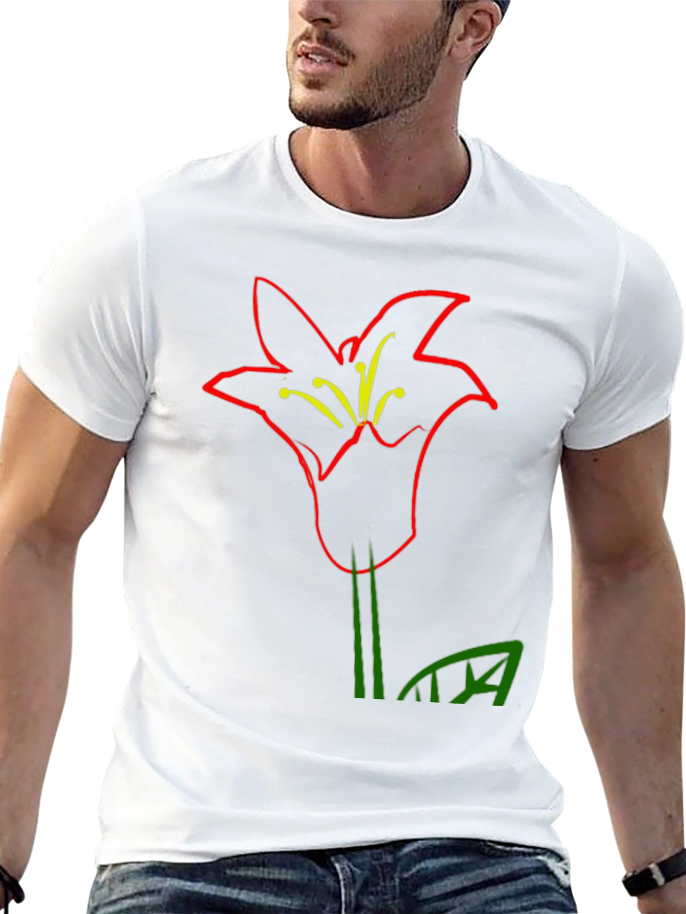 Modern Flower Graphic Black T-Shirt