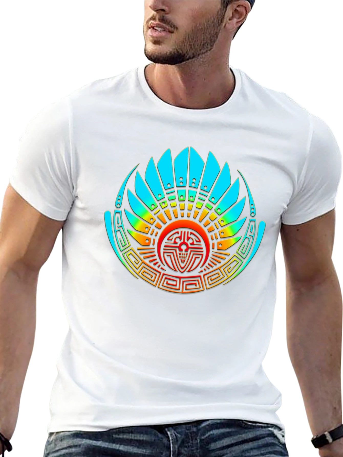 Aztec Feathered Serpent Graphic Tee - Black