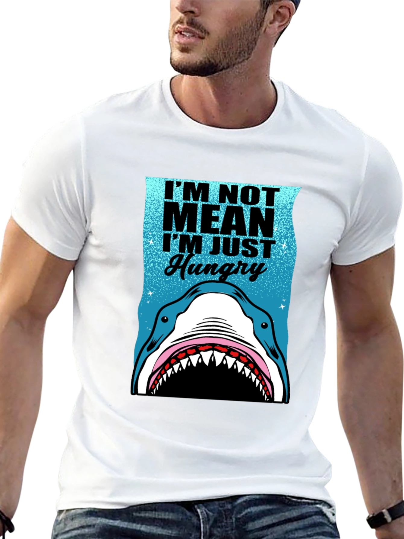 Shark Hungry Graphic Tee - Mens Funny T-Shirt