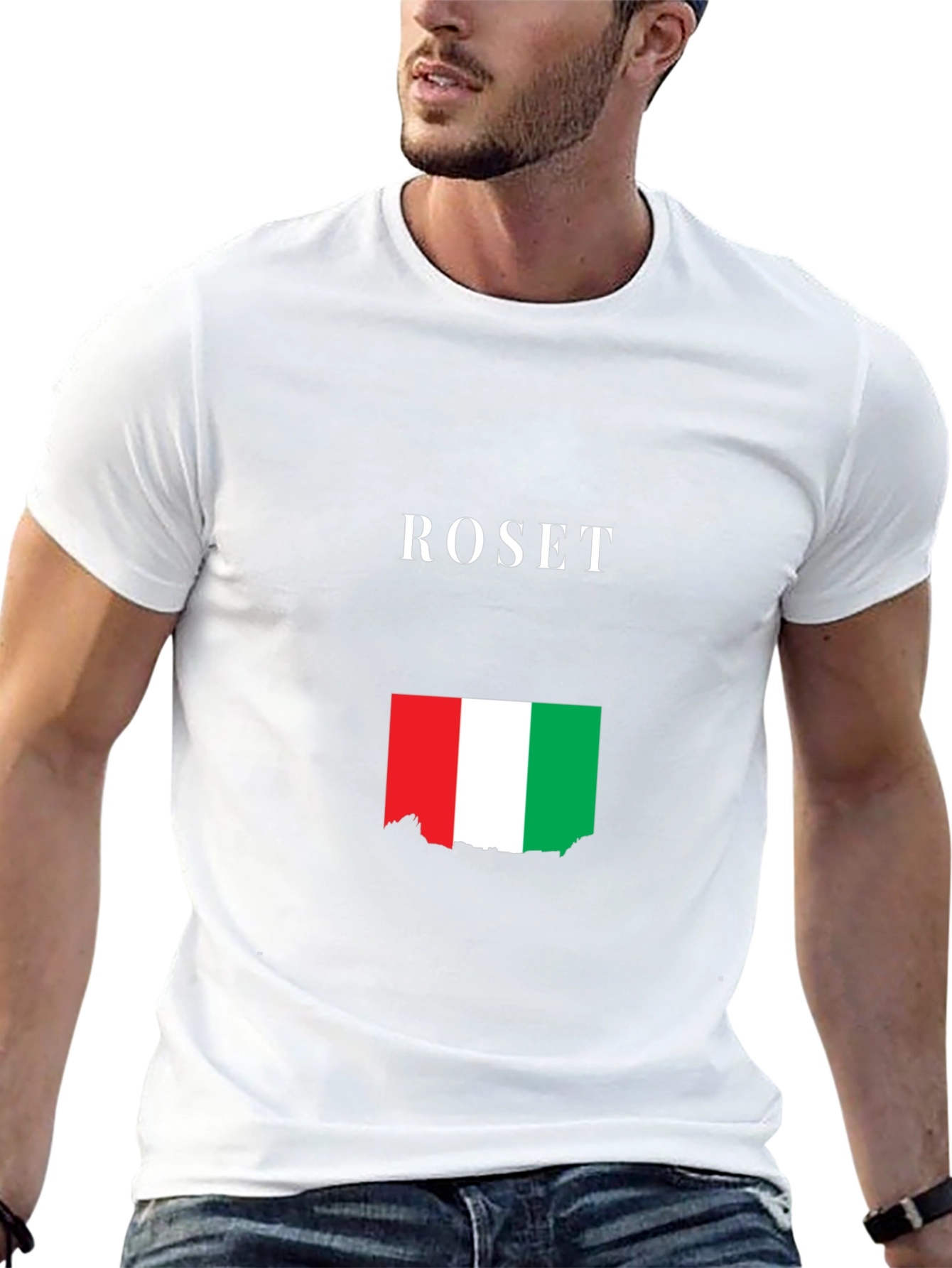 ROSET Italy Flag Graphic Tee - Black Cotton Blend