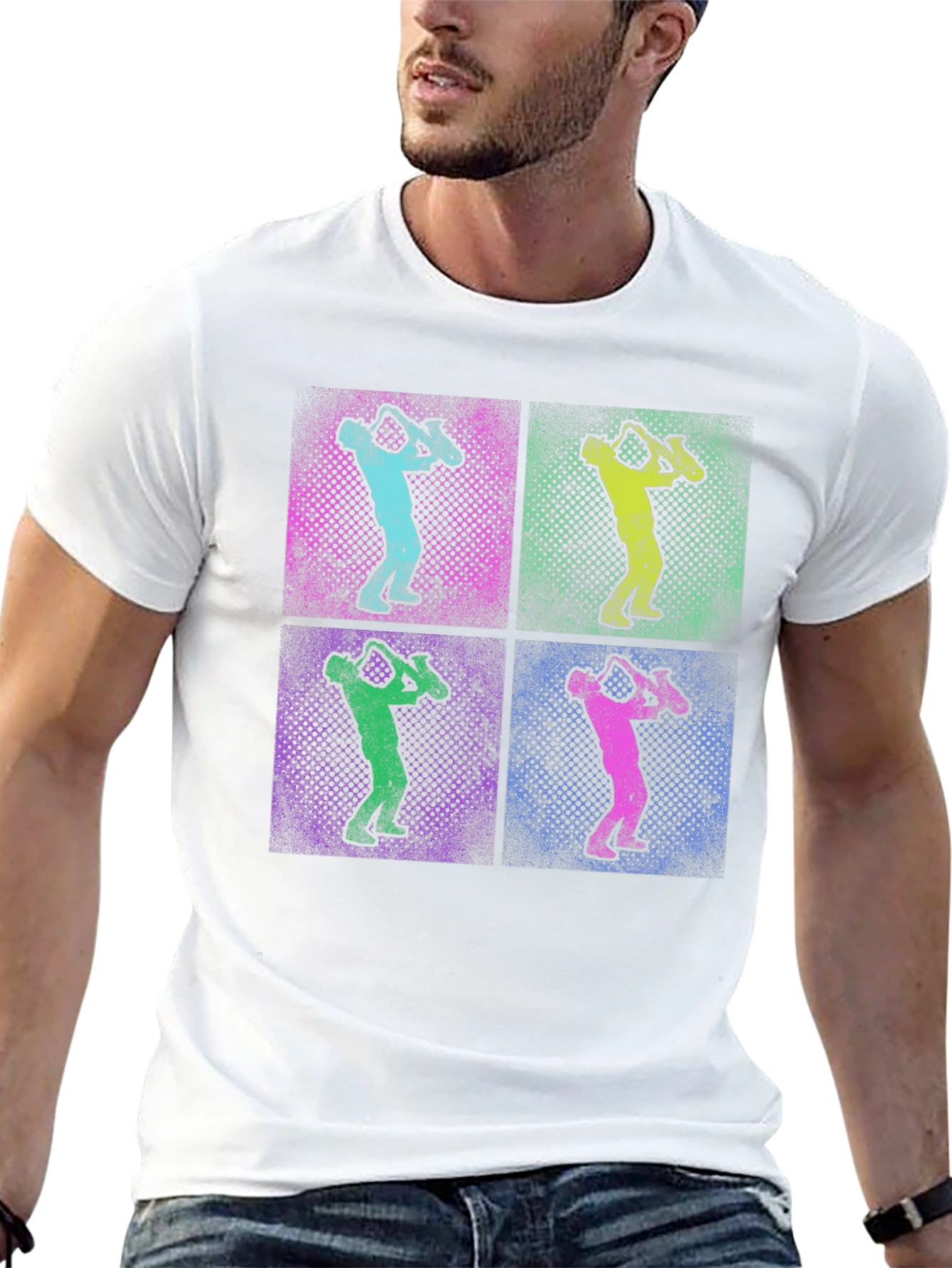 Saxophone Pop Art Graphic T-Shirt