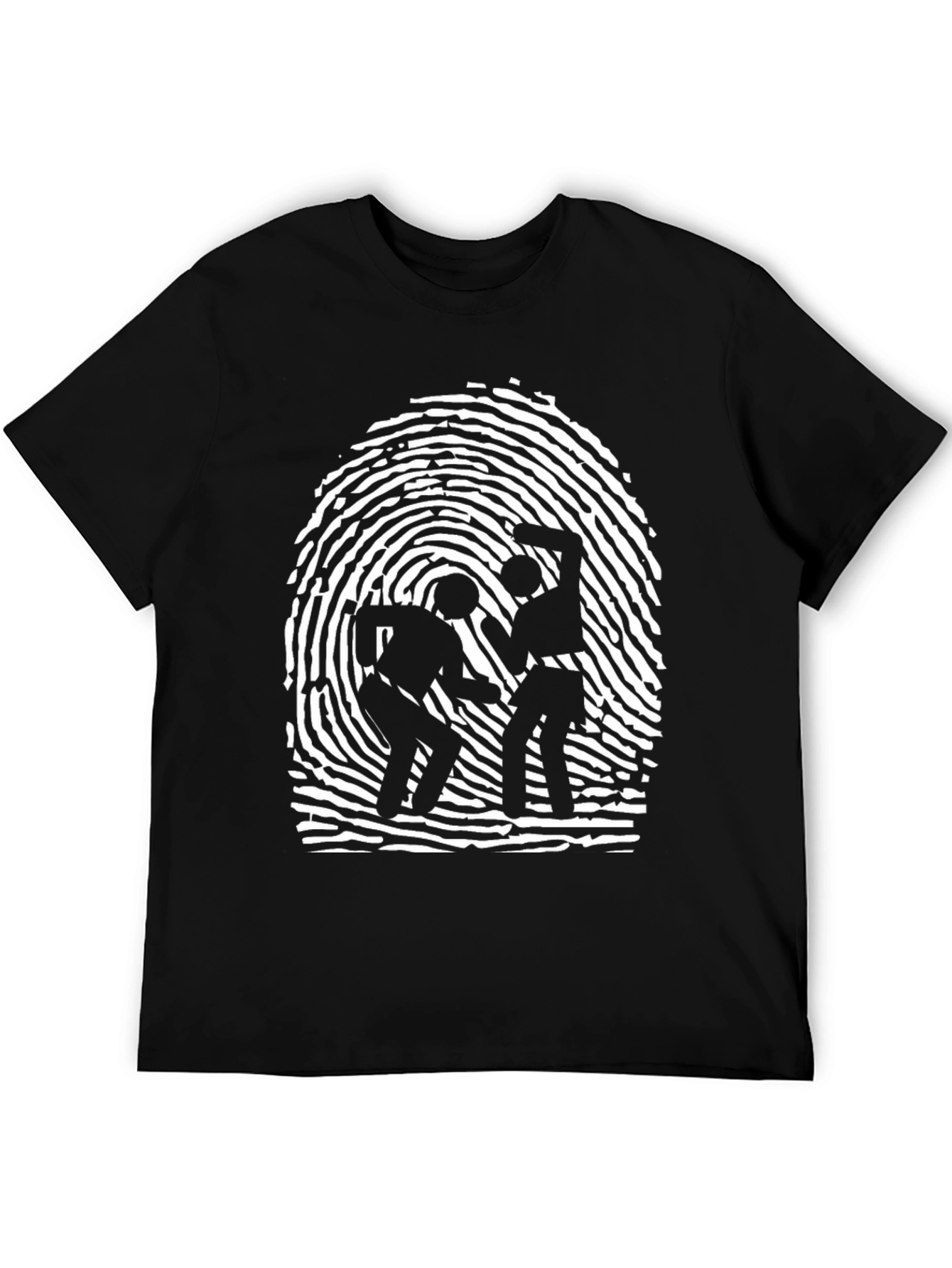 Fingerprint Fight Graphic Tee - Black Crew Neck