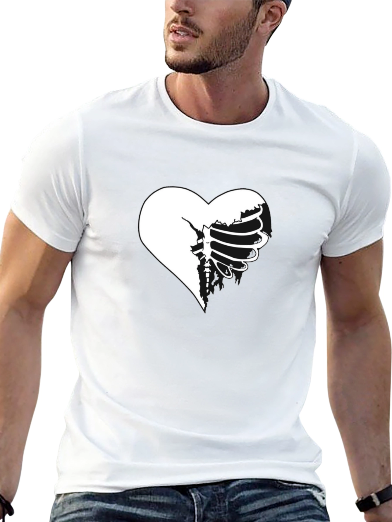 Heart Ribcage Graphic Tee - Unique Design