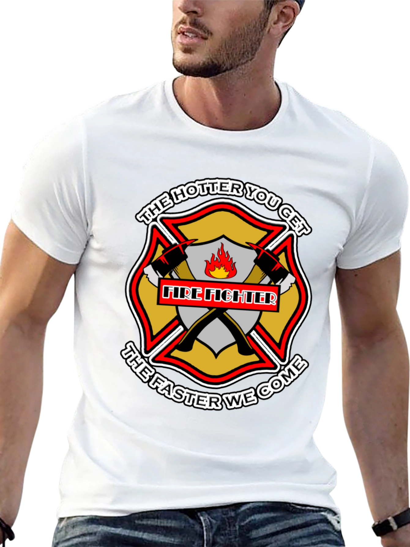 Firefighter Hotter Faster Black Graphic Tee
