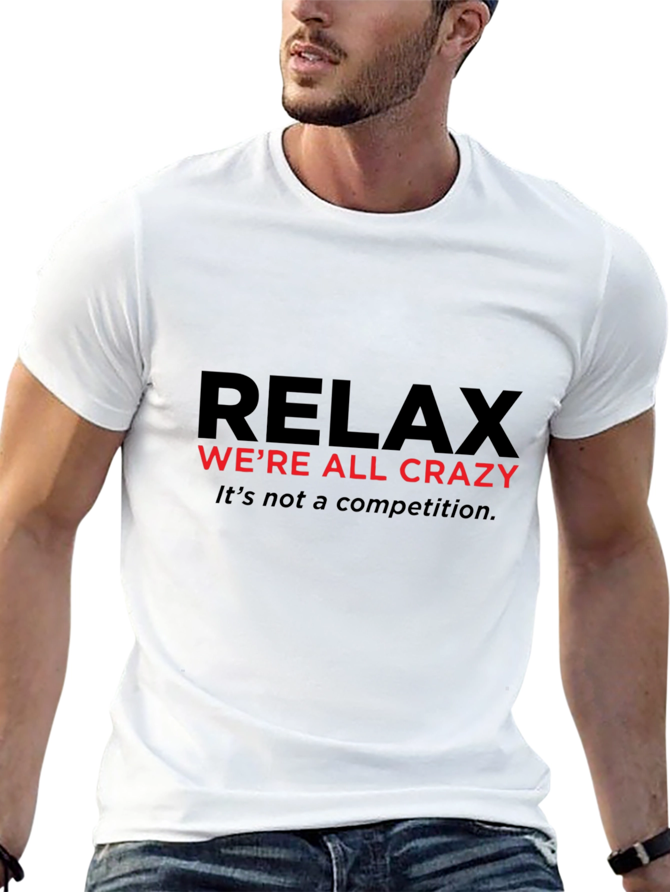 Relax Crazy Graphic Tee - Mens Black Cotton T-Shirt