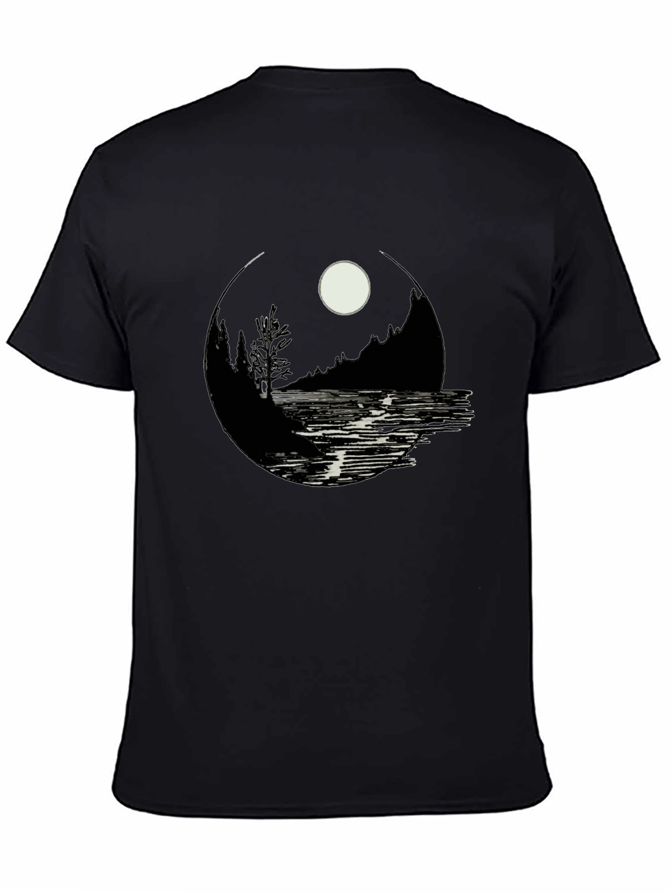 Nature Scene Graphic Black T-Shirt