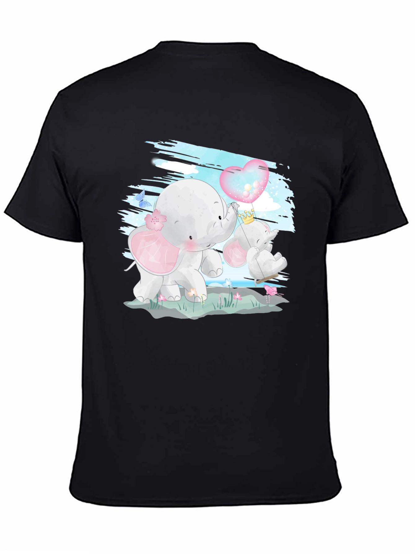 Cute Elephant Heart Balloon Graphic Tee