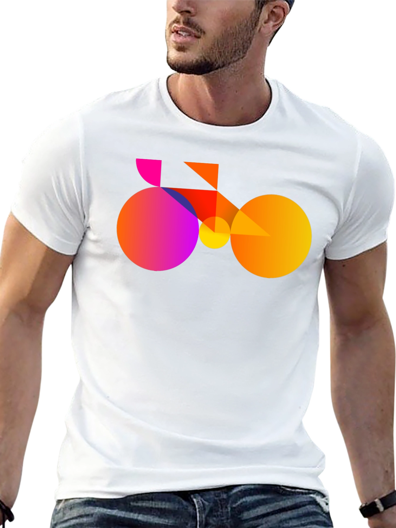 Geometric Bike Graphic Tee - Modern Art Shirt