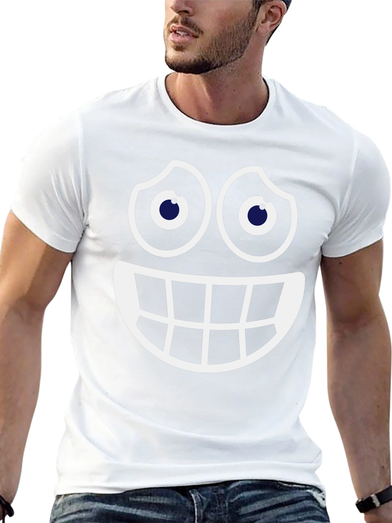 Smiley Face Graphic Tee - Fun Black Cotton T-Shirt
