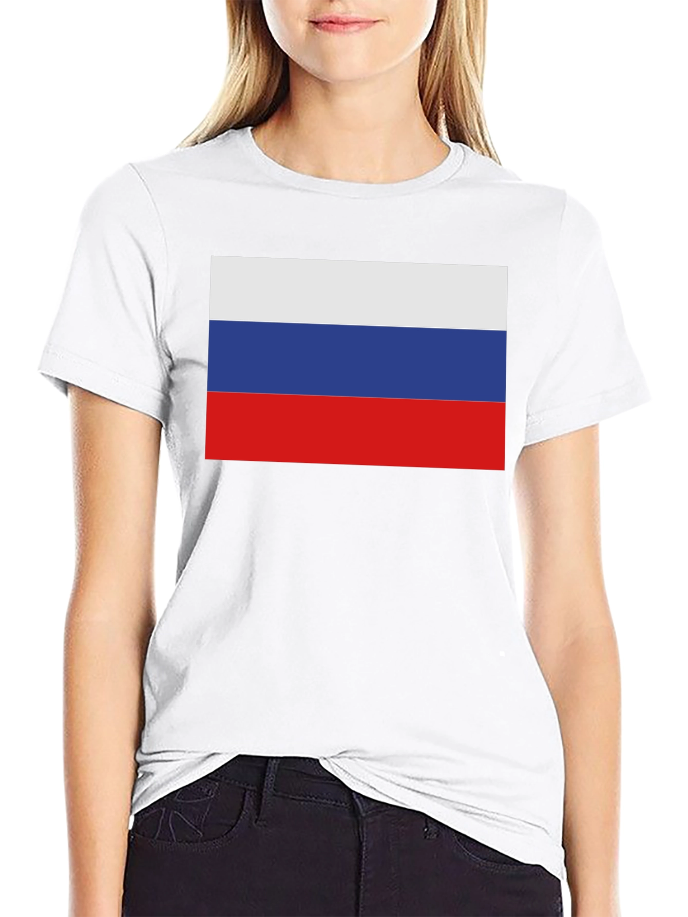 Russia Flag Graphic Tee - Black Cotton T-Shirt