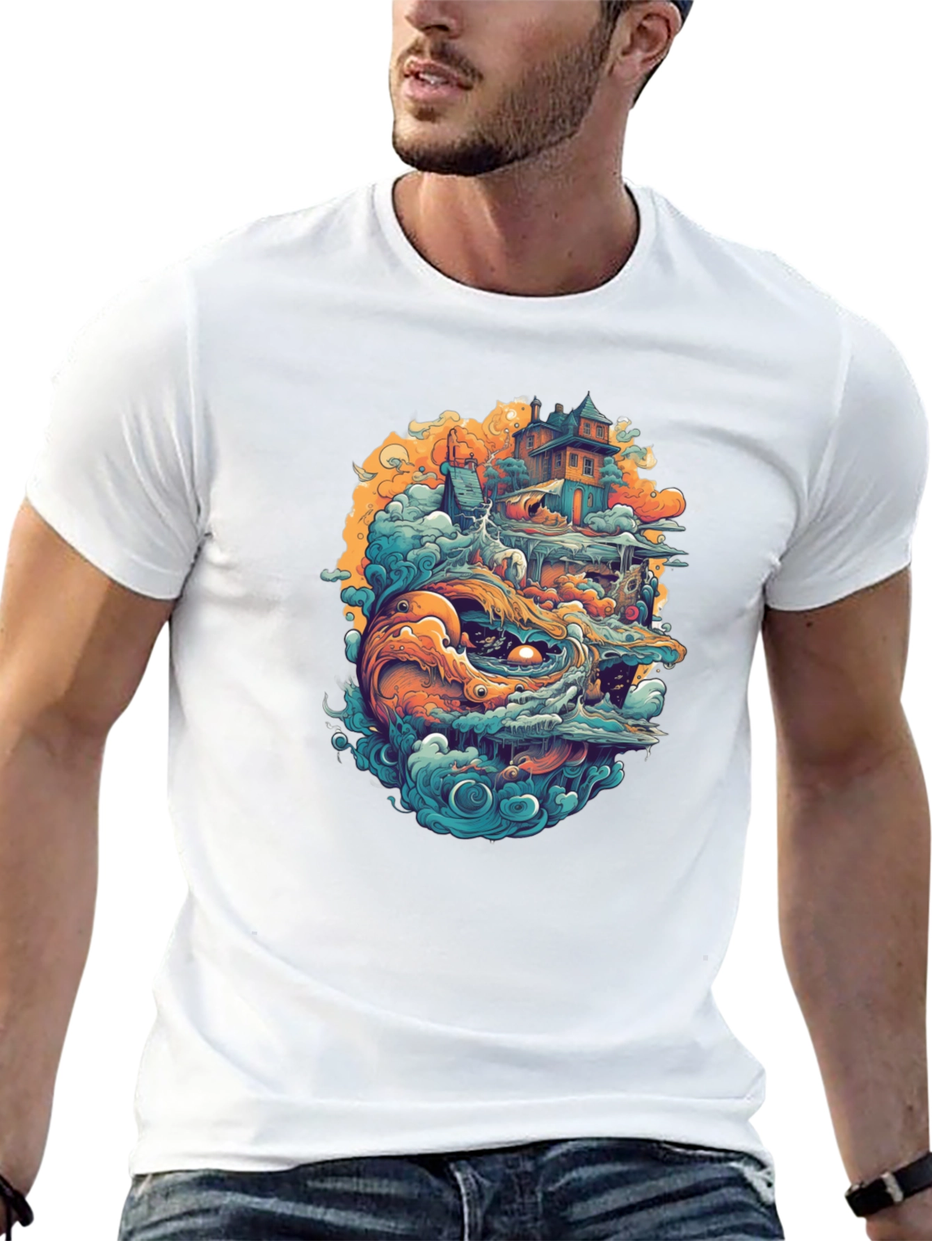 Fantasy Island Graphic Tee - Black Crewneck Shirt
