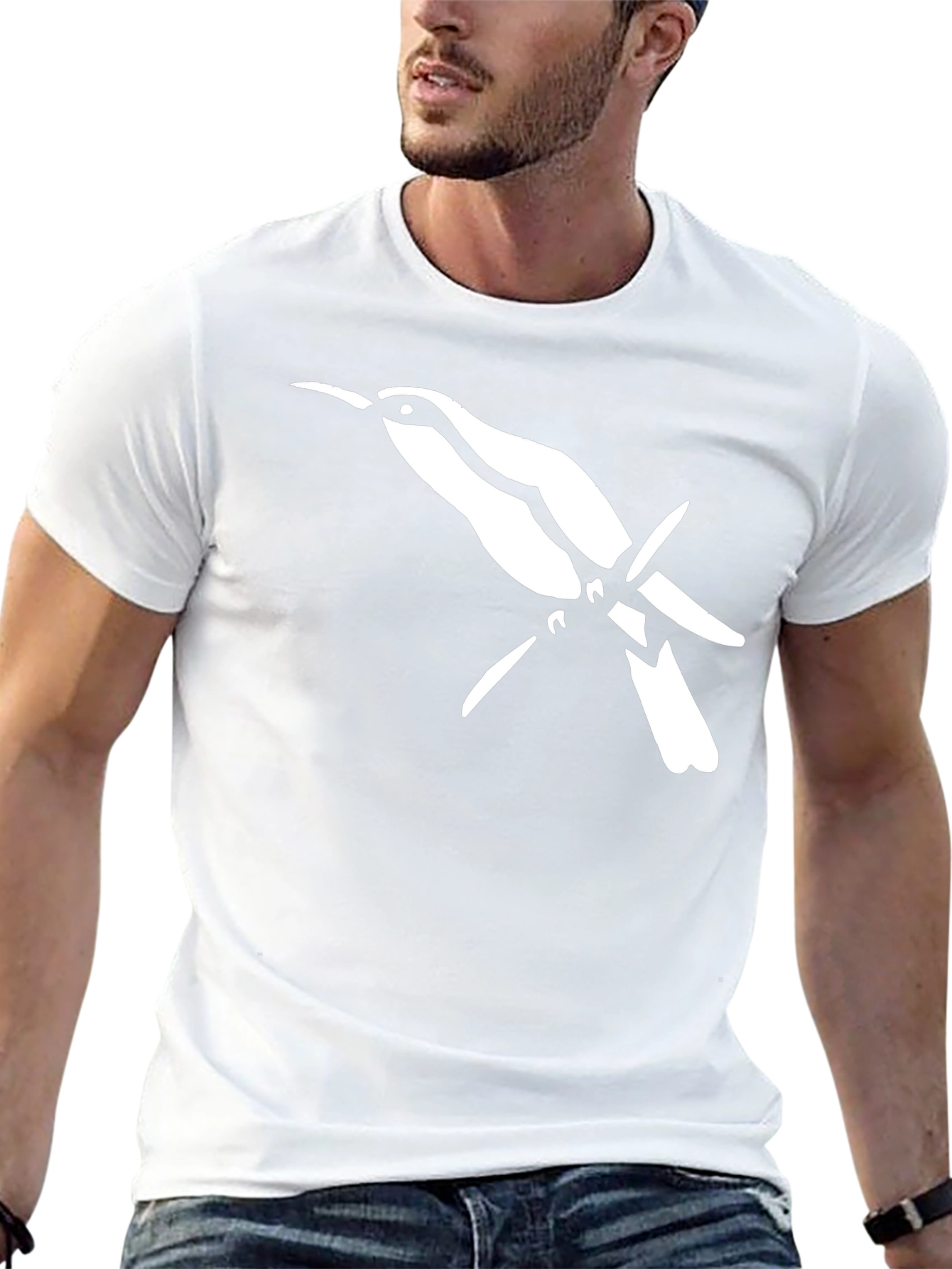 Bird Graphic Tee - Mens Black Cotton T-Shirt